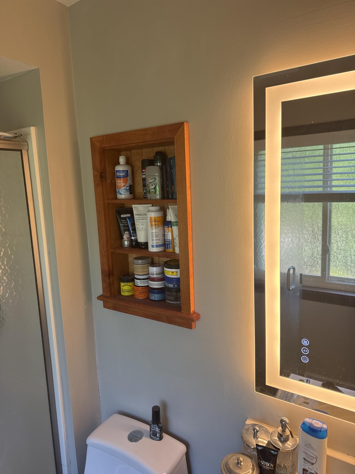 14x24 Aiden Recessed Wall Niche Medicine Cabinet Replacement, in The Wall Bathroom Cabinet Insert Shelf/Shelves, Made in North America, Real Wood, NO MDF, Beadboard, White customer photo 2