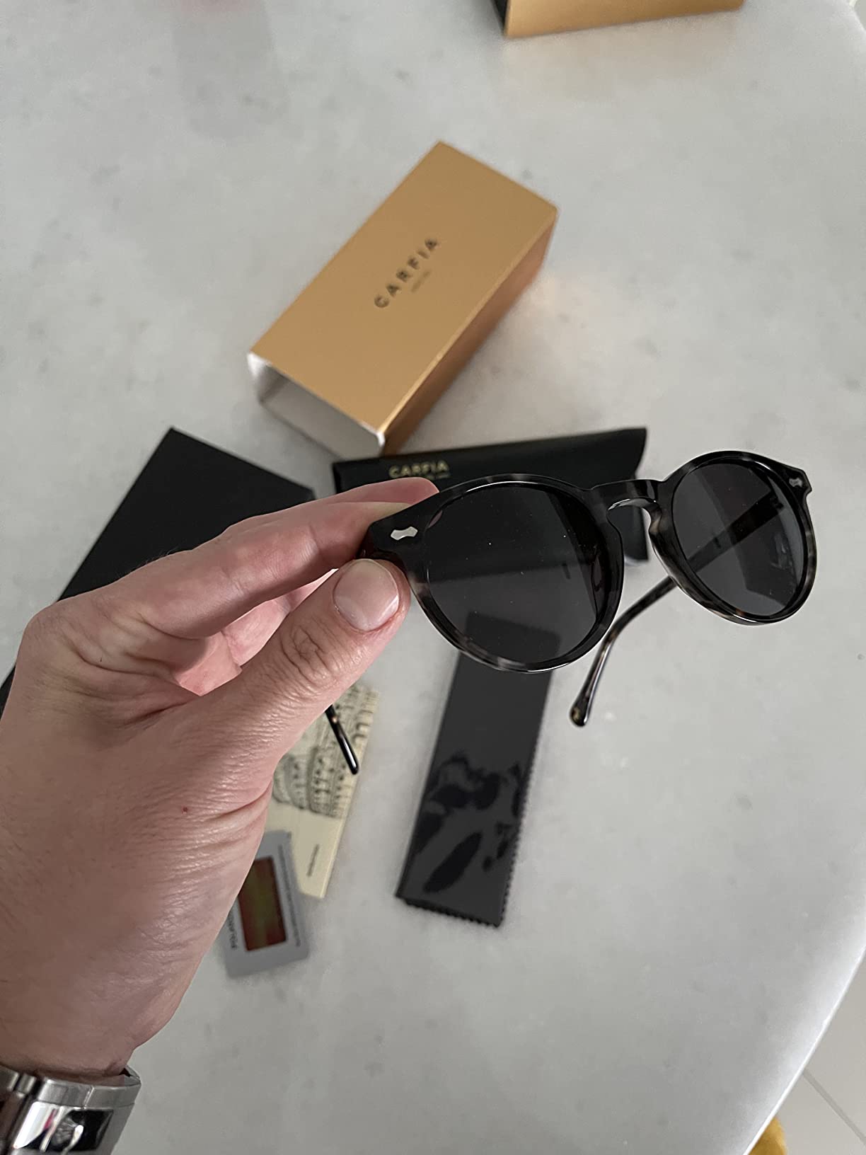 CARFIA Retro Polarized Sunglasses for Men UV400 Protection Handmade Acetate Round Frame CA5288L customer photo 2