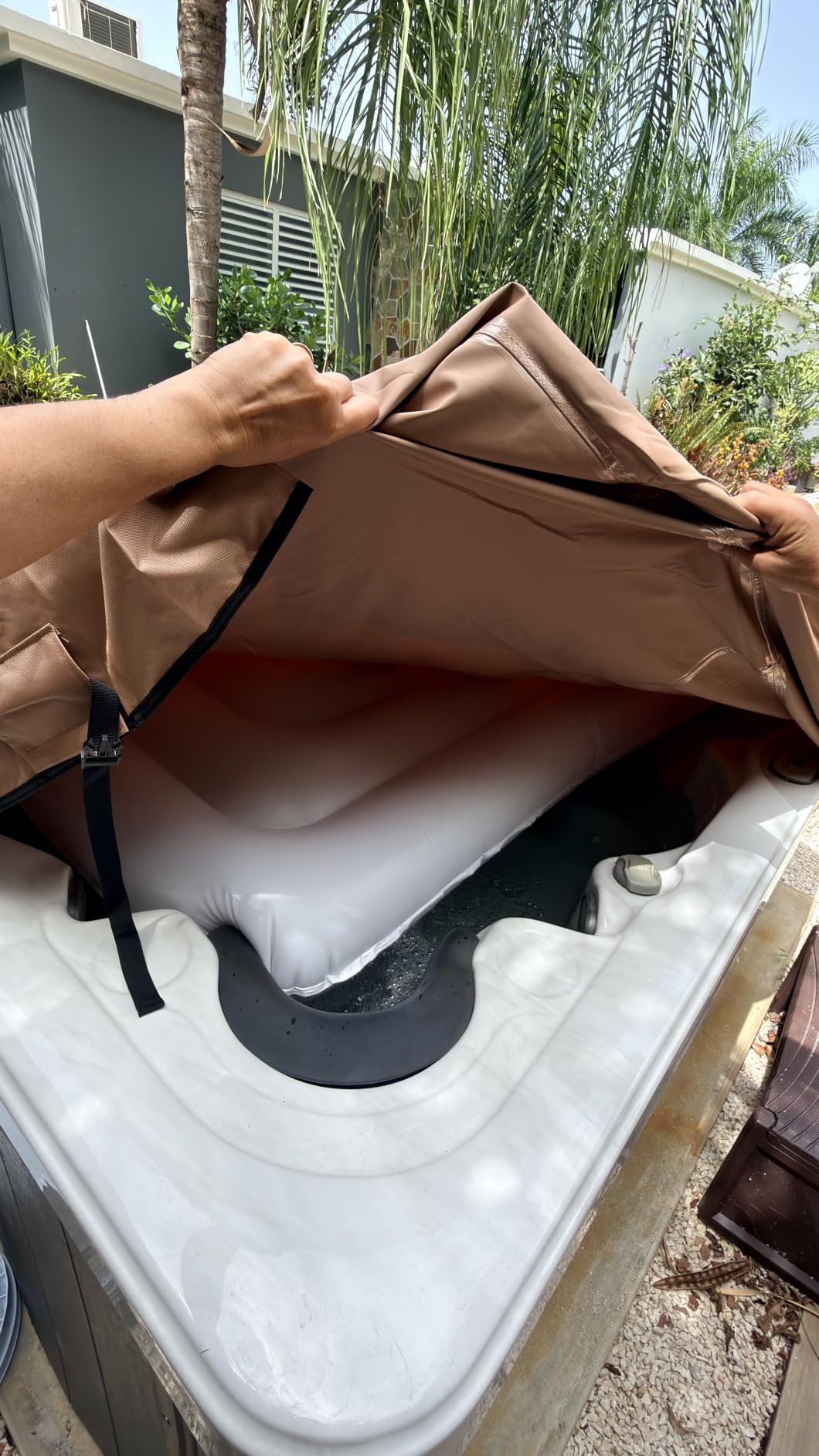 ULTCOVER Waterproof Square Hot Tub SPA Cover 85 inch | Heavy Duty 600D Polyester, UV Resistant, Hot Tub Hard Cover Protector customer photo 1