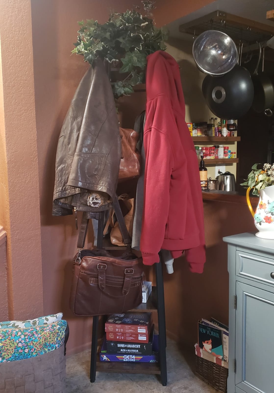VASAGLE Coat Rack Freestanding, Hall Tree with 2 Shelves | Coat Hanger Stand, for Clothes, Hat, Bag, Contemporary Style, Rustic Brown and Black, COLTEN Collection URCR16BX customer photo 2