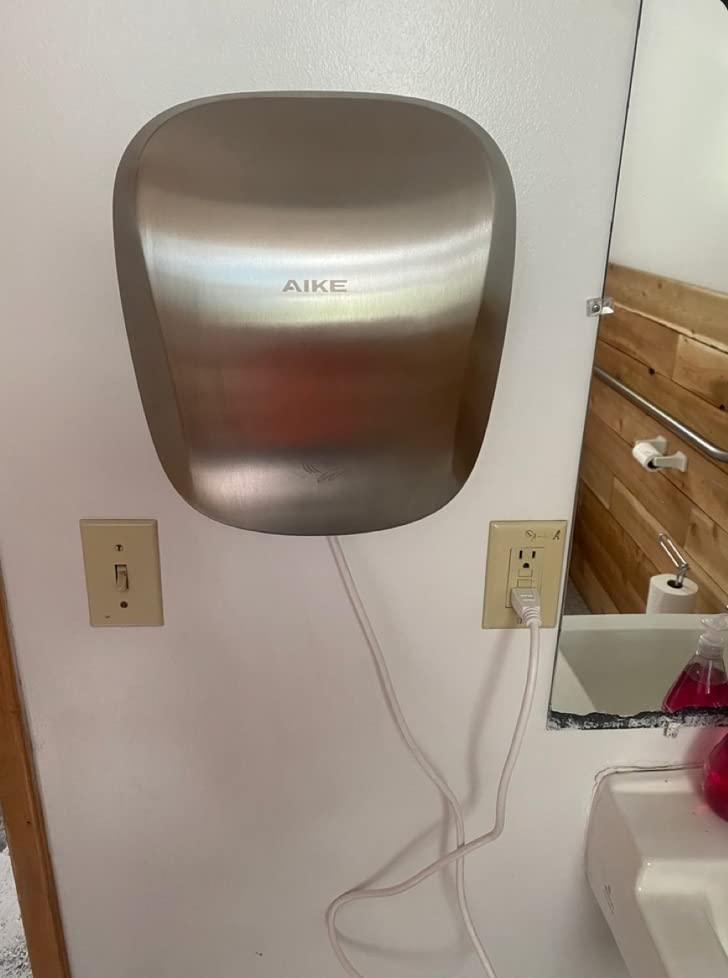 AIKE Heavy Duty Hand Dryer 120V UL Approved, Brushed Stainless Steel, AK2903 | Air Focus Series Air Tank Hand Dryer, 12S Fast Dry High Speed, Plug-in Easy Install and Hardwiring Friendly, HEPA Filter customer photo 1