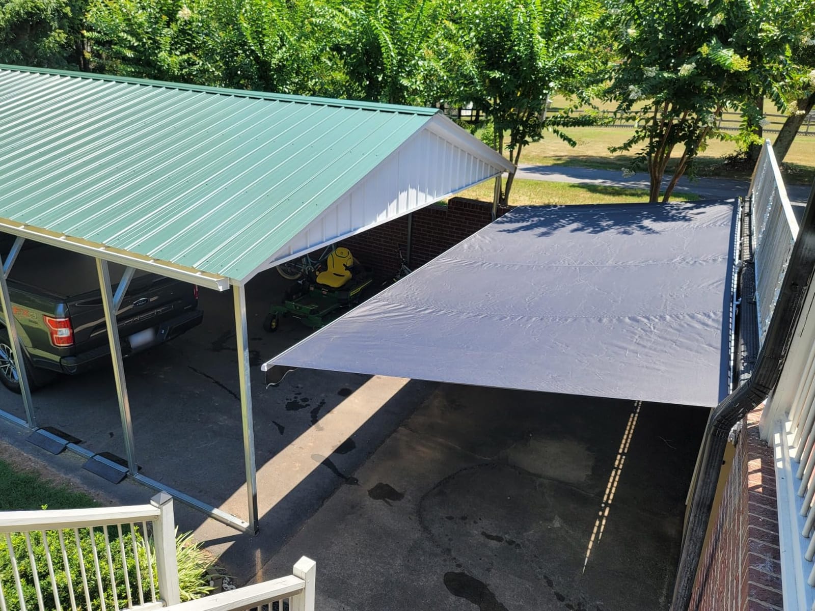 ALEKO Electric Patio Awning Caribbean White Frame 16x10 Gray | Retractable sunshade for decks and balconies, remote-controlled extension, water-resistant fabric, rust-free aluminum frame customer photo 1