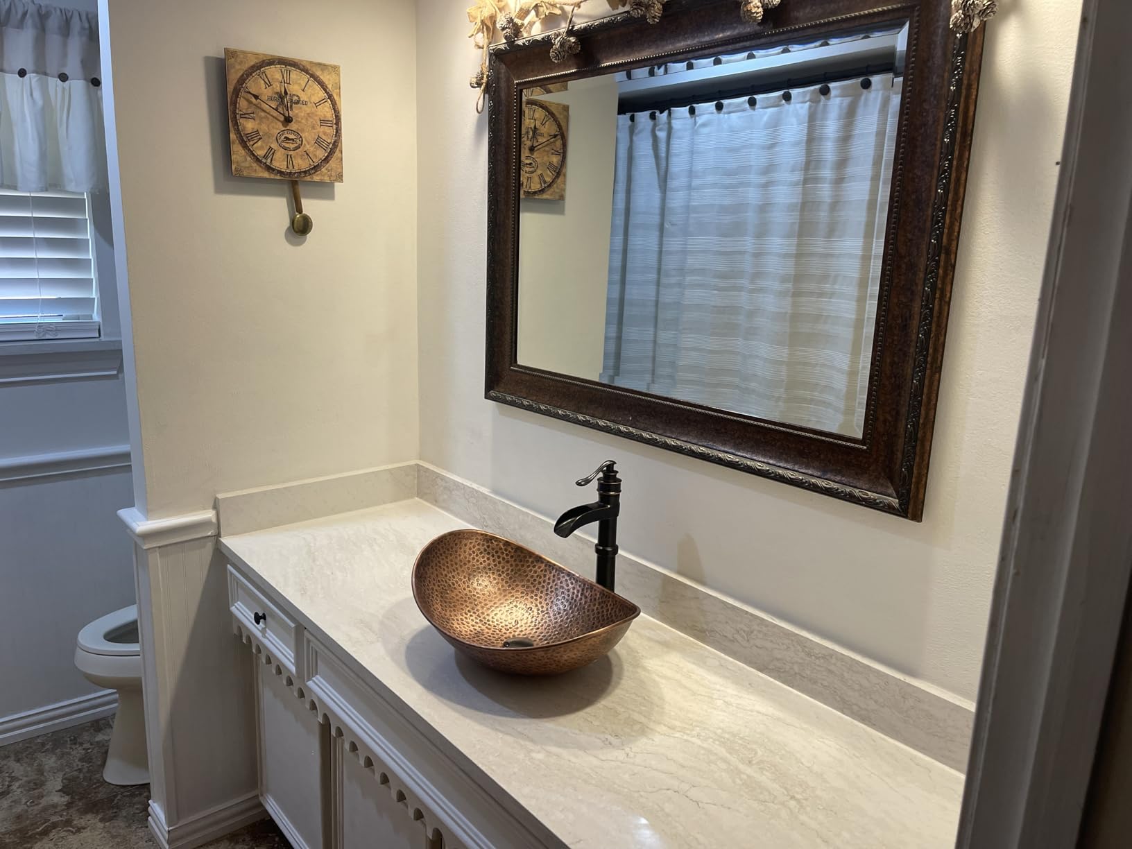 Monarch Abode Bathroom Sink - 19-Inch Harbor Vessel Bathrooms Countertop Sink, Bathroom Vessel Sinks, Above Counter Hand Hammered Pure Copper Bath Sinks for Restroom Vanity or Powder Room customer photo 2
