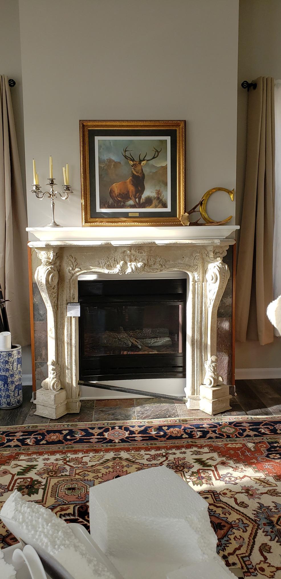 Creative Co-Op Ornate Decorative Wood Fireplace Mantel, Distressed Cream customer photo 1
