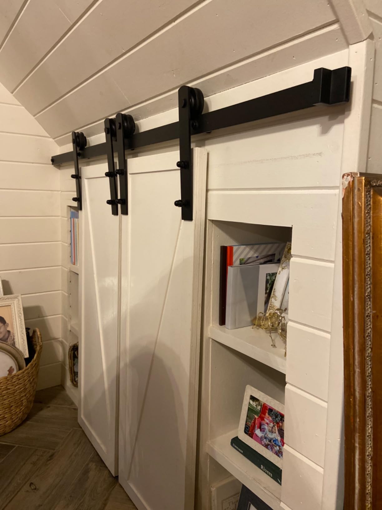 CCJH 6 Feet Heavy Duty Sturdy Sliding Barn Door Hardware Kit -Smoothly and Quietly -Easy to Install Fit 36