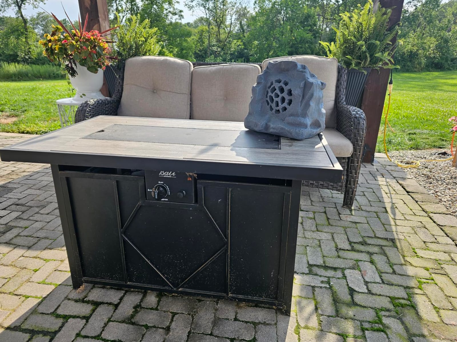 42 inch Propane Fire Pit Patio Outdoor Fire Pit Table Large Rectangular | Propane Fire Pit with Lid and Glass Rock for Patio, Backyard, Garden, Black customer photo 1