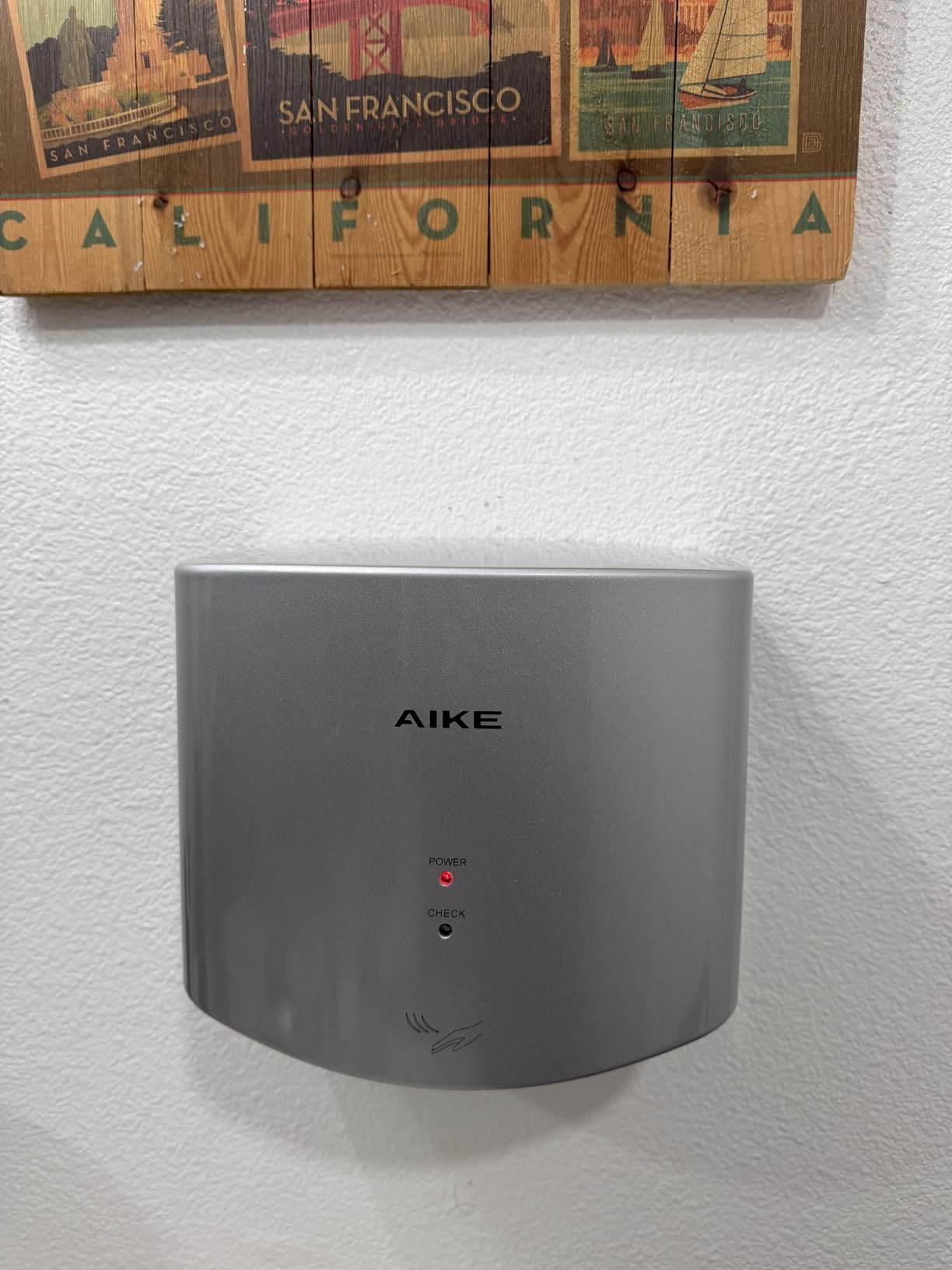 AIKE Air Wiper Compact Hand Dryer for Bathrooms, 110V Model AK2630S Silver | Blade Air 15S Dry Time, 1400W High Speed Jet Dryer, Compact Design and Easy Install for Home Bathroom, Small Business customer photo 1