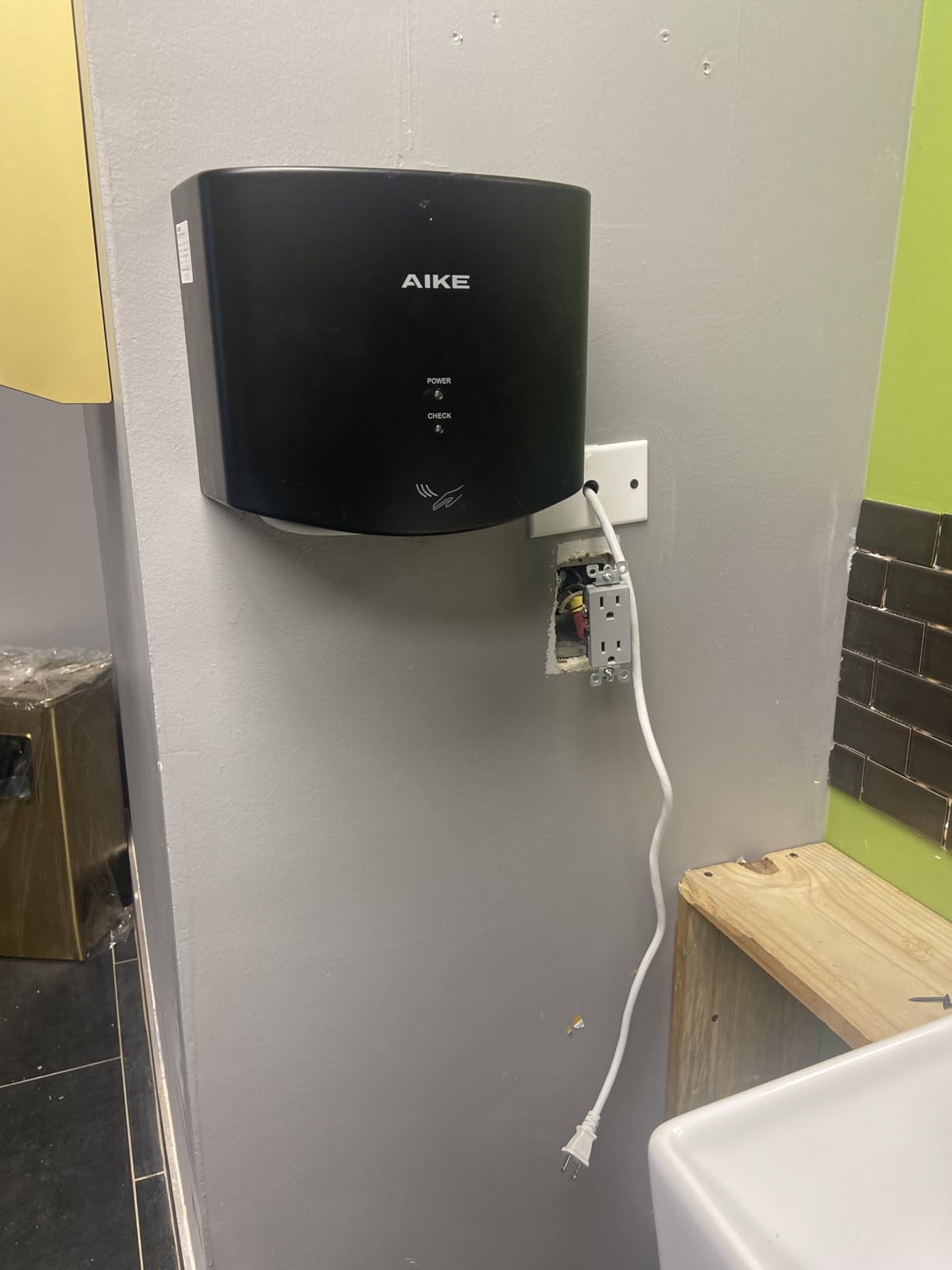 AIKE Air Wiper Compact Hand Dryer for Bathrooms, 110V Model AK2630S Silver | Blade Air 15S Dry Time, 1400W High Speed Jet Dryer, Compact Design and Easy Install for Home Bathroom, Small Business customer photo 2