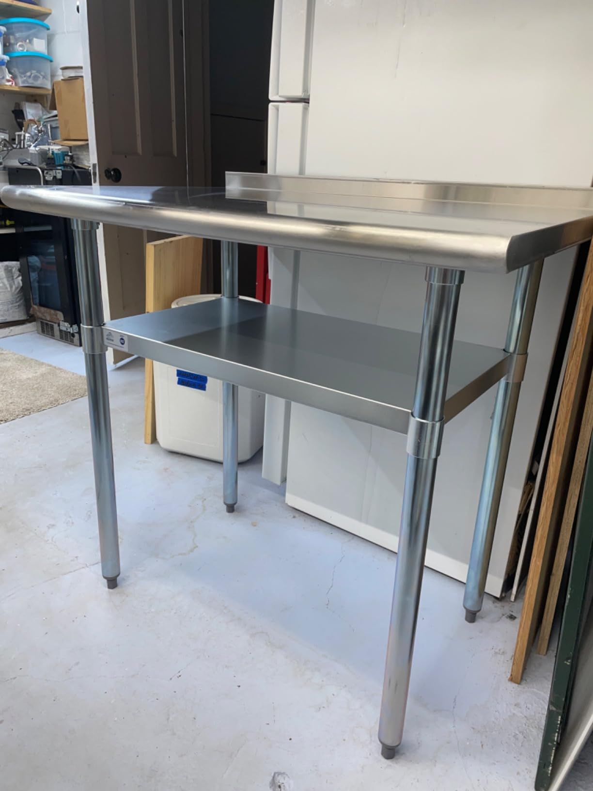 ROCKPOINT Stainless Steel Table for Prep & Work with Backsplash 24x48 Inches, NSF Metal Commercial Kitchen Heavy Duty Table with Adjustable Under Shelf and Table Foot for Restaurant, Home and Hotel customer photo 1