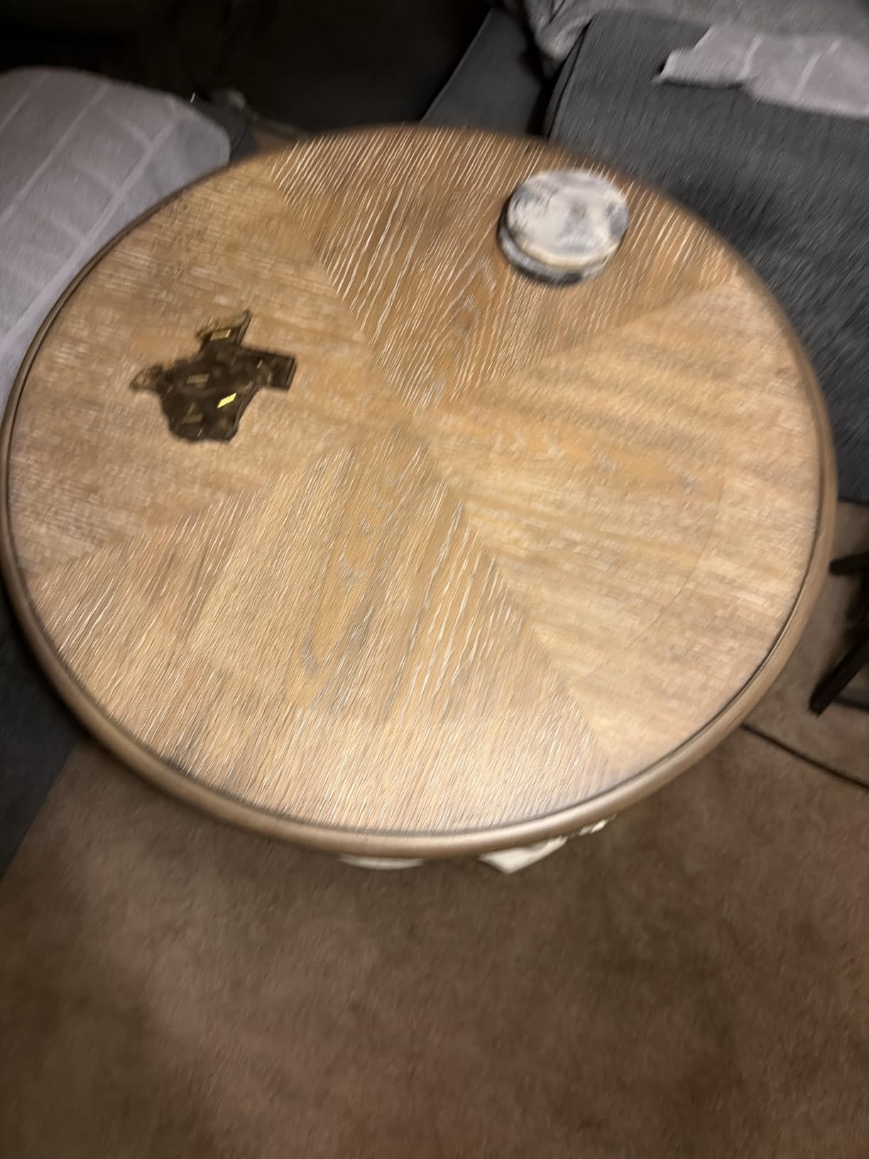Signature Design by Ashley Realyn Round End Table, French Country, White | Ash veneer & engineered wood, Cast resin corbels, Fixed lower shelf, French country side table, White end table customer photo 1
