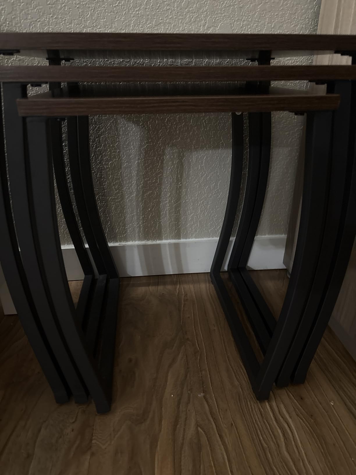 SRIWATANA Nesting Tables, Vintage Side End Tables Living Room, Coffee Snack Table Set of 3 | Compact 3-Piece Stacking Tables; Sturdy Metal & Wood End Table Set for Small Spaces customer photo 1