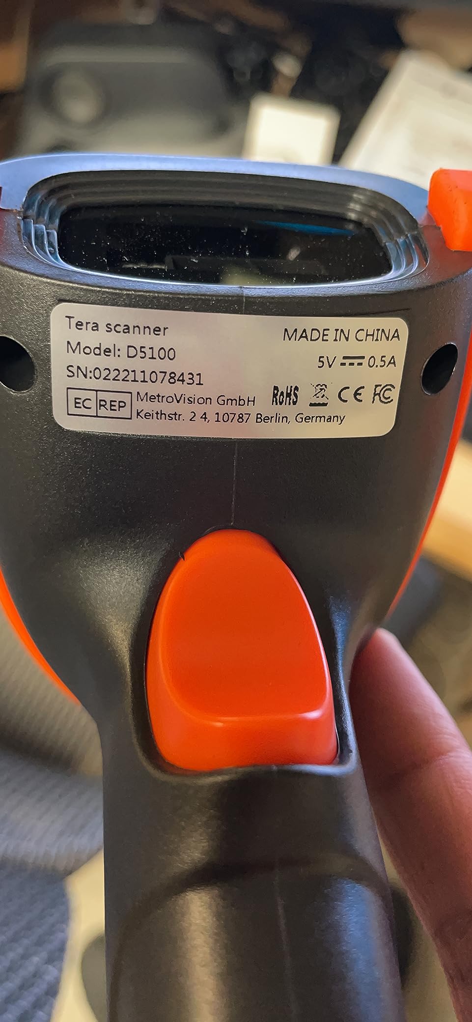 Tera Barcode Scanner with Battery Indicator: 2D Wireless, D5100 Orange | USB Wired, 2.4G Wireless, 2200mAh Battery, 1D 2D QR Scanning, IP54 Protection customer photo 1
