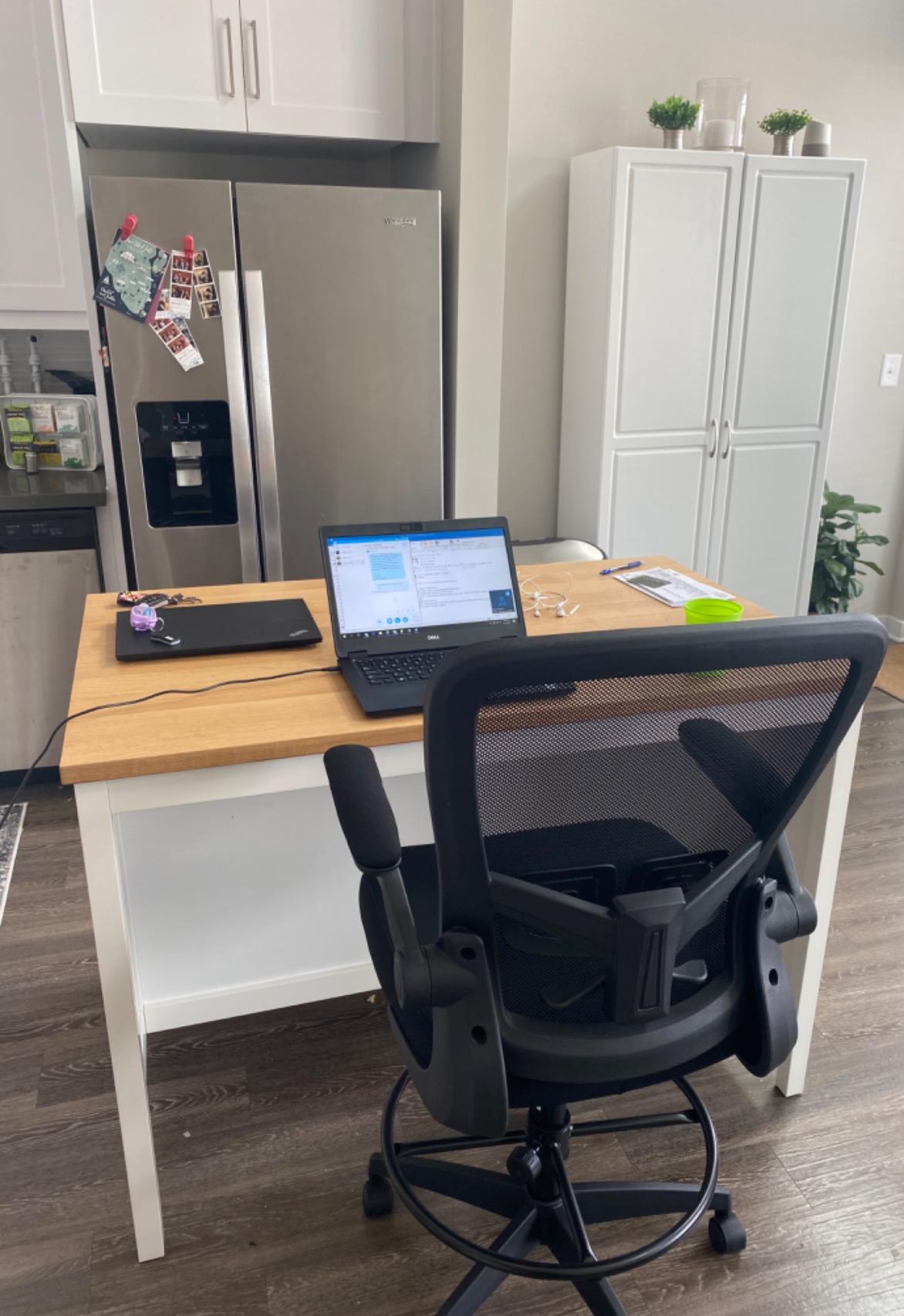 BestOffice Tall Drafting Chair | Black | Ergonomic Office Chair | with Adjustable Height & Lumbar Support | High Density Sponge, FlipUp Armrests & Foot Ring | For Office, Studio & Home customer photo 2