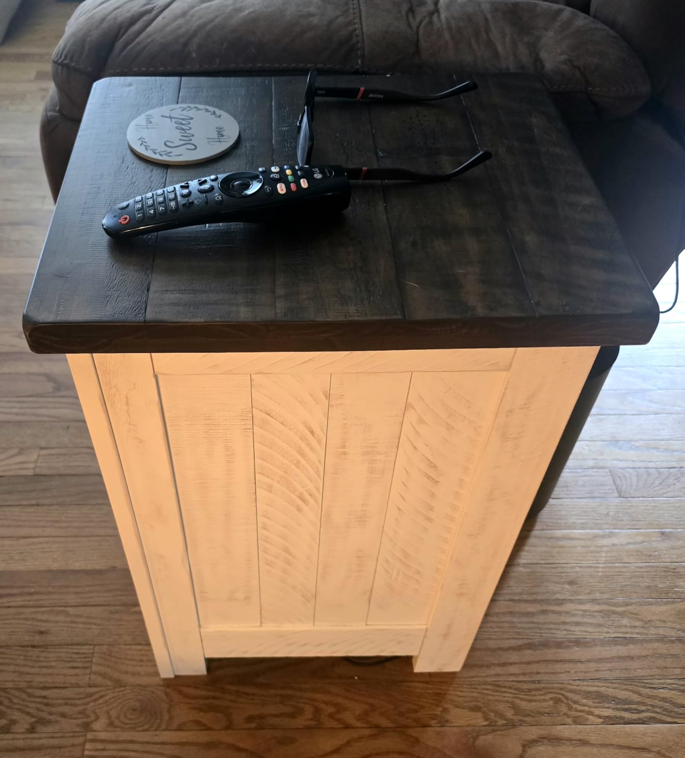 Signature Design by Ashley Valebeck Chairside End Table, Small Side Table with Storage Cabinet for Living Room Decor, Pine Veneers, Pine Wood, and Engineered Wood, Distressed Black/Brown customer photo 1