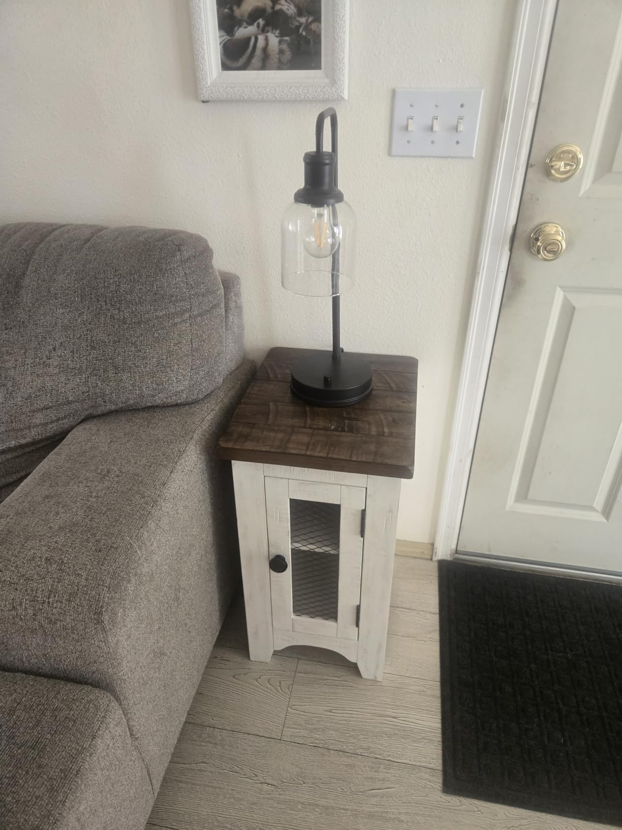 Signature Design by Ashley Valebeck Chairside End Table, Small Side Table with Storage Cabinet for Living Room Decor, Pine Veneers, Pine Wood, and Engineered Wood, Distressed Black/Brown customer photo 2