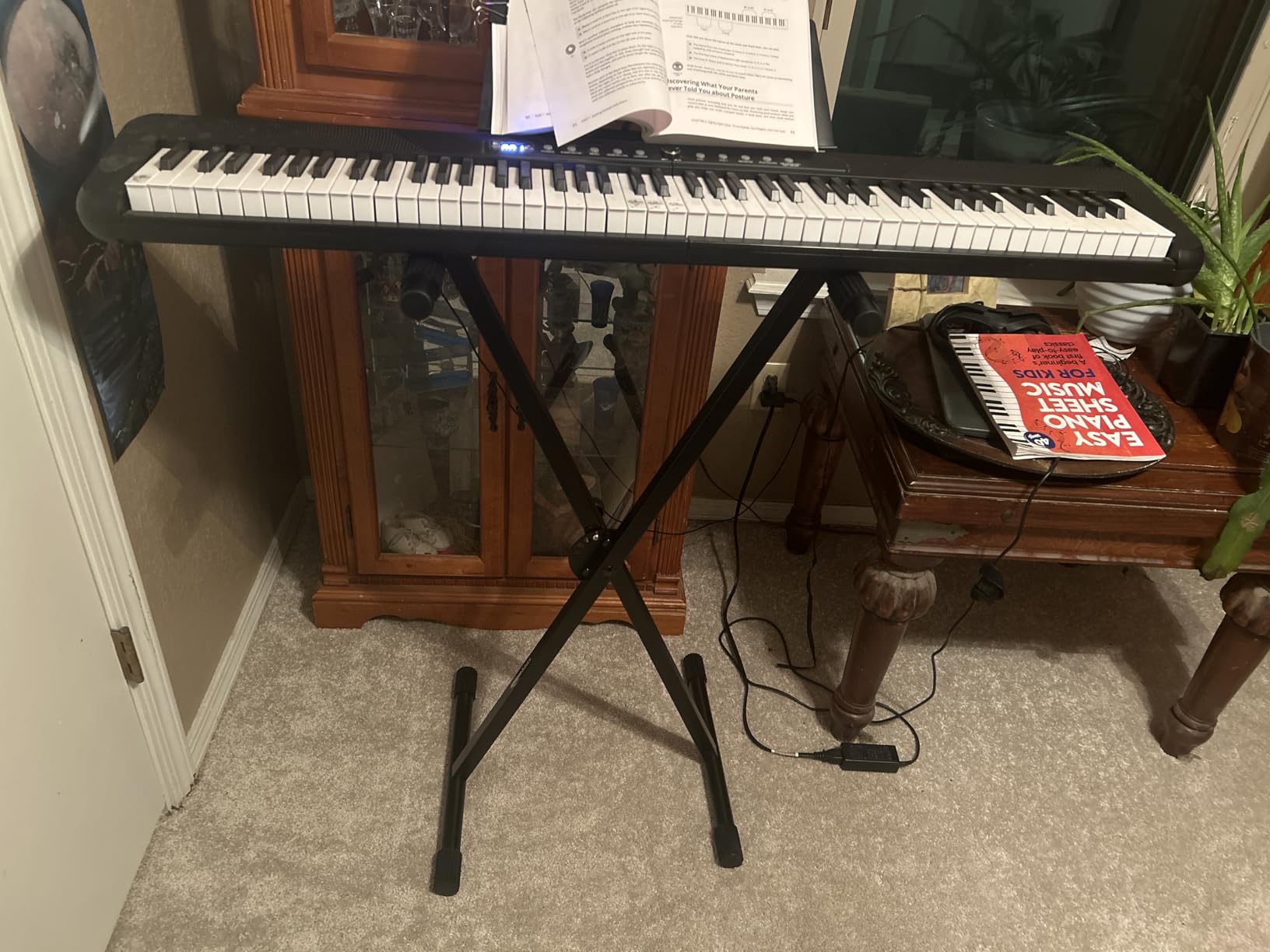 Amazon Basics Sturdy Keyboard and Piano Stand, Heavy-Duty Adjustable Height, X-Shape Design, Durable, Black, 27.5 to 38.2 inches customer photo 1