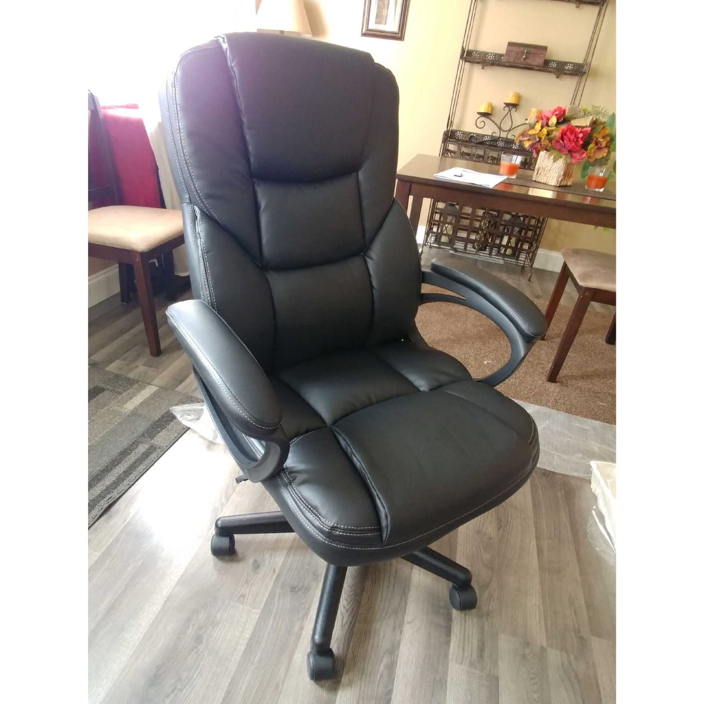 Furmax Office Executive Chair High Back Adjustable Managerial Home Desk Chair, Swivel Computer PU Leather Chair with Lumbar Support (1, Black) customer photo 2