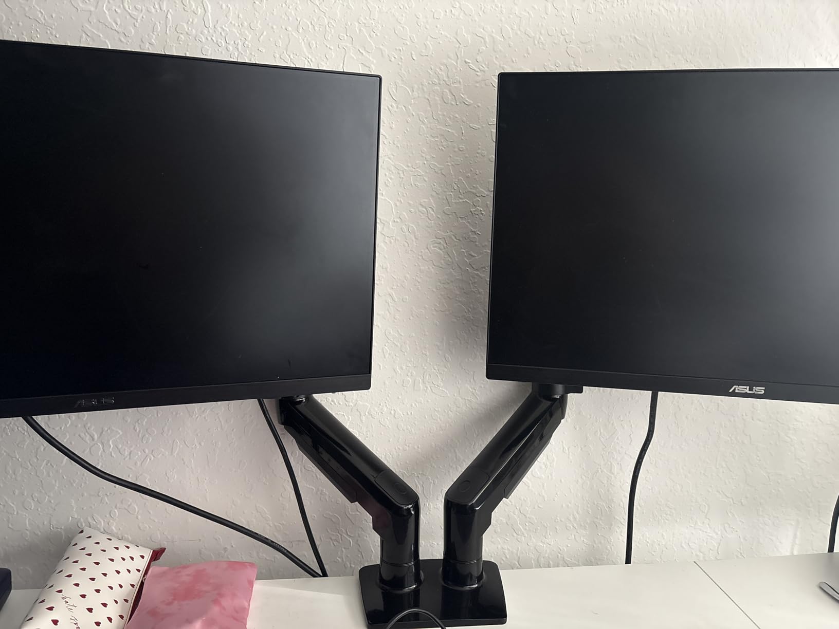 HUANUO FlowLift Dual Monitor Stand, Fully Adjustable Gaming Monitor Desk Mount for 13-32 inch Computer Screens, Full Motion VESA 75x75/100x100 with C-Clamp & Grommet Base, Each Arm Holds 4.4 to 19.8 lbs customer photo 1