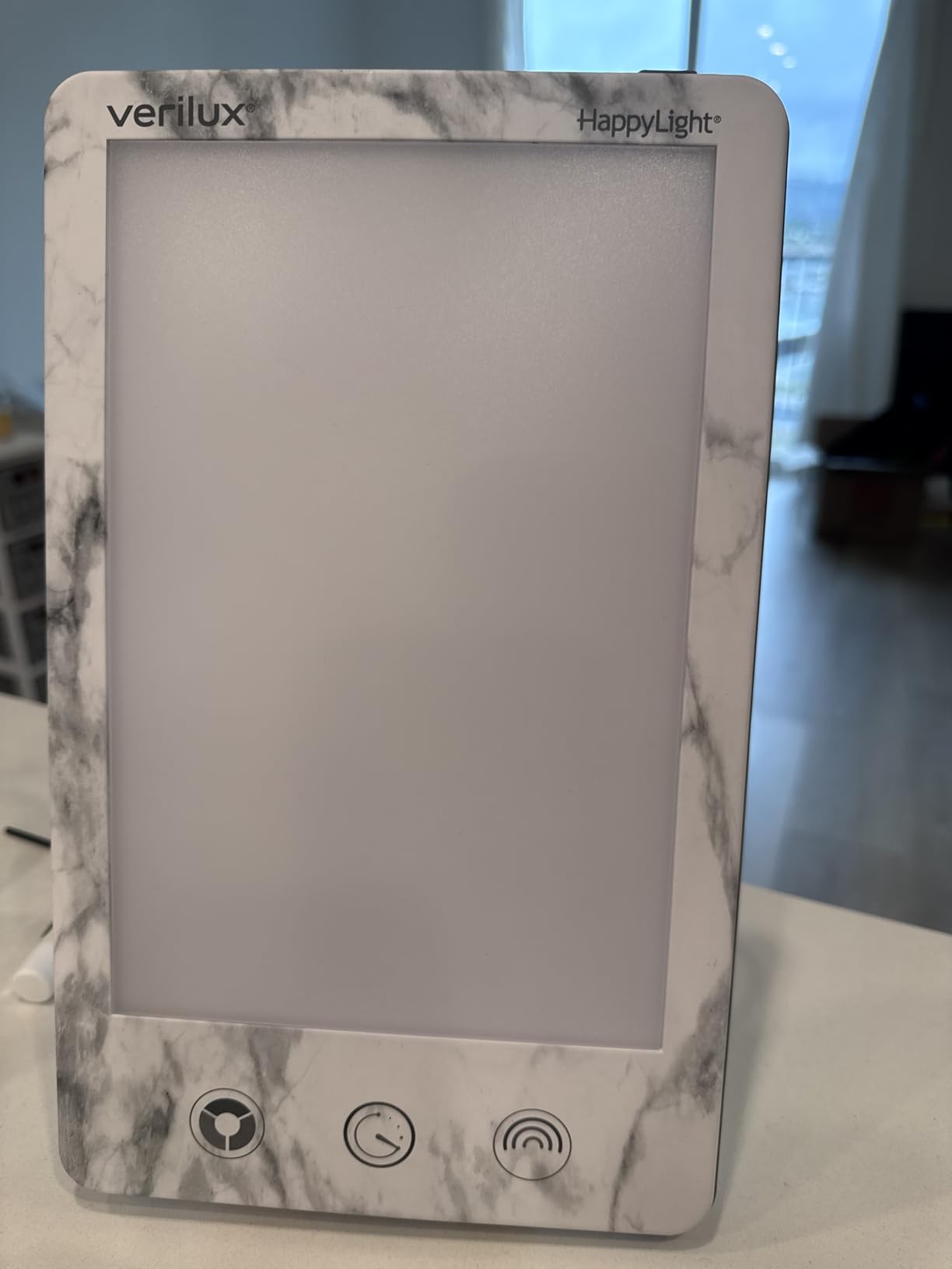 Verilux HappyLight Luxe - Light Therapy Lamp with 10,000 Lux, UV-Free, LED Bright White Light with Adjustable Brightness, Color, Countdown Timer, & Stand - Boost Mood, Sleep, Focus (White) customer photo 2