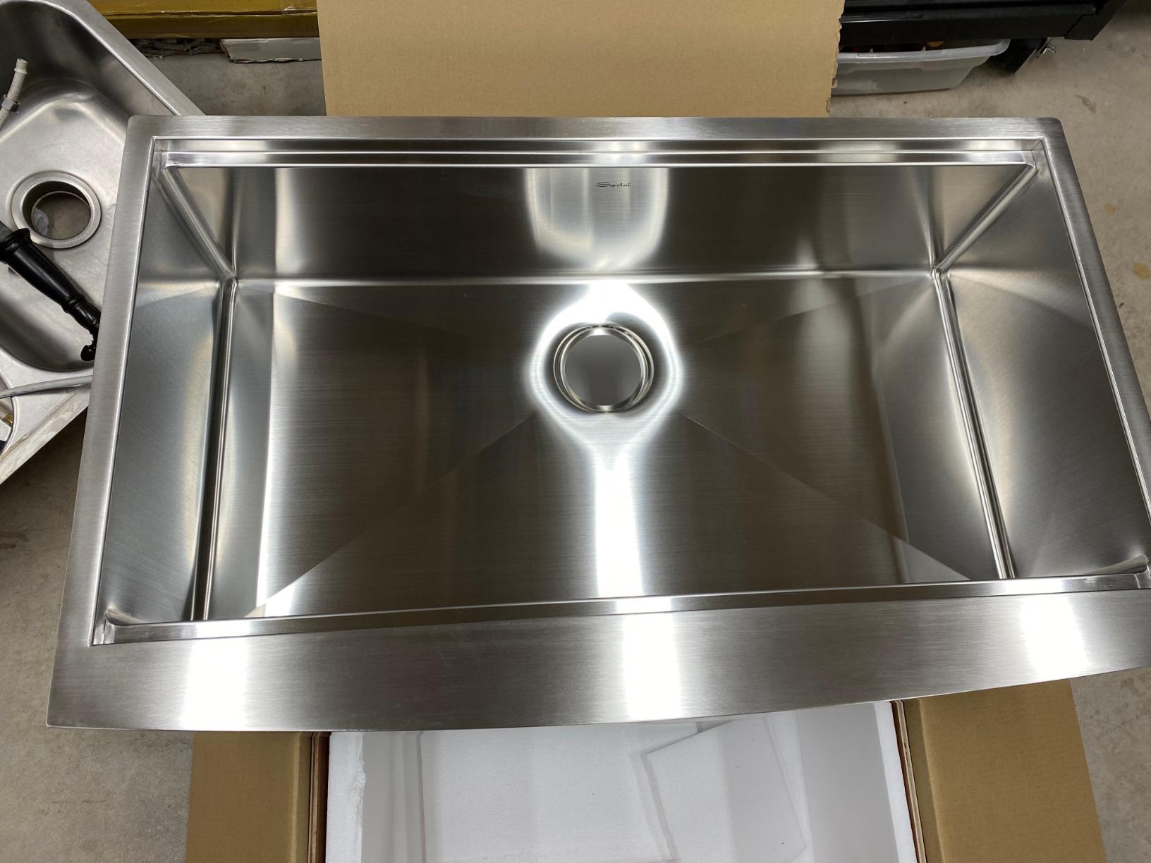 Sarlai 33 Farm Sink Stainless Steel - 33 x 22 Inch Farmhouse Kitchen Sink Ledge Workstation Apron Front Single Bowl 16 Gauge Stainless Steel Luxury Kitchen Farmer Sinks Basin customer photo 2