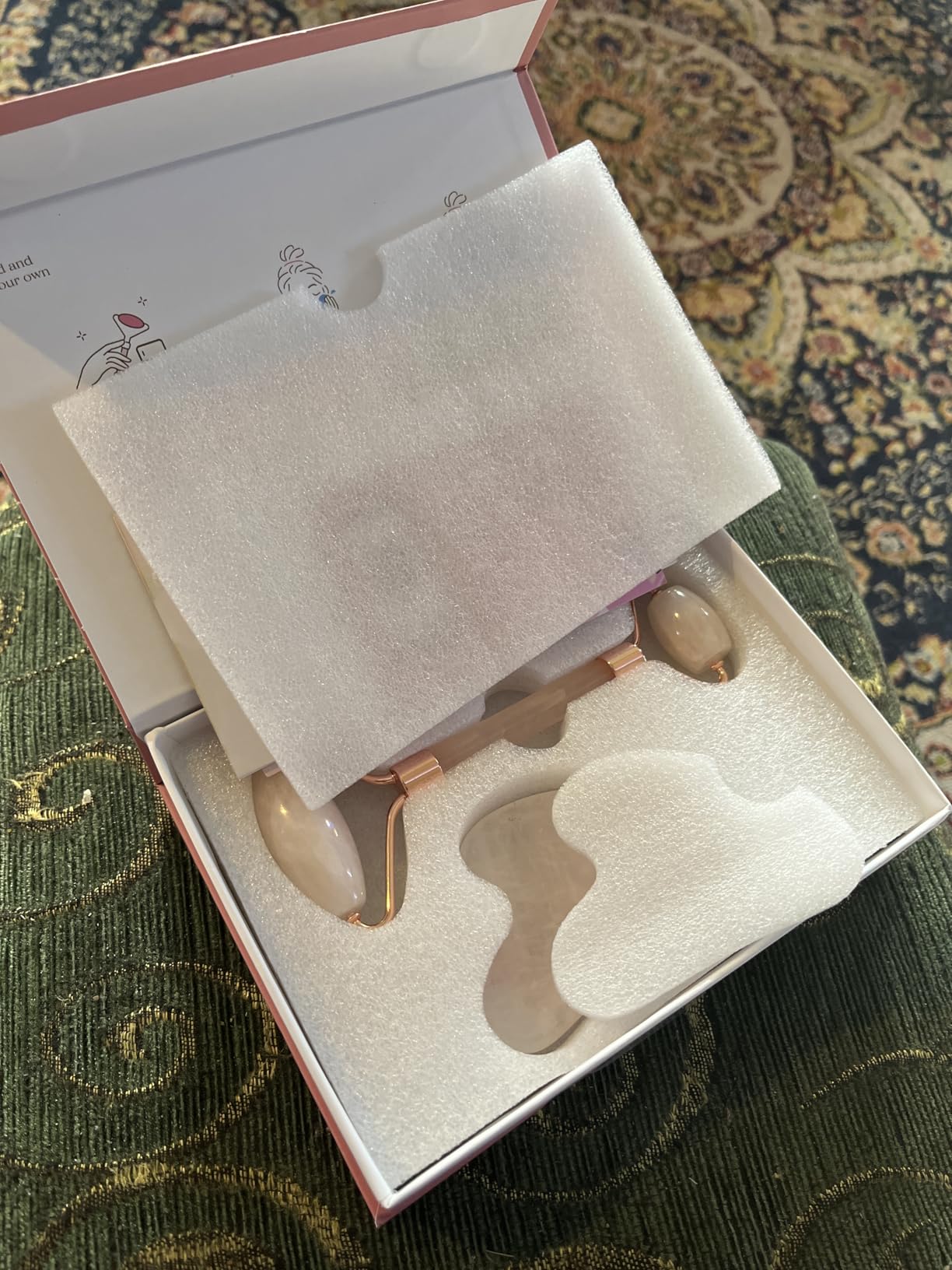 BAIMEI IcyMe Rose Quartz Roller & Gua Sha Facial Tool Set for Depuffing | Cooling Face Roller for Lymphatic Massage, Sculpting Tool for Face, Eyes & Neck, Skin Care Gifts for Women, Spa & Travel Use customer photo 1