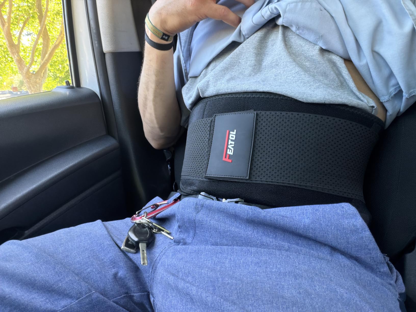 FEATOL Back Brace Support Belt - Lumbar Support Back Brace for Back Pain, Sciatica, Scoliosis, Herniated Disc Adjustable Support Straps - Lower Back Brace with Removable Lumbar Pad for Men & Women customer photo 1