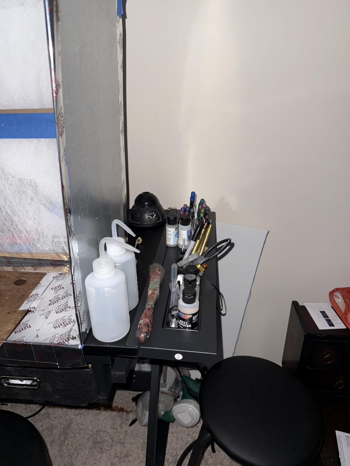 Yaheetech Adjustable Drafting Table Art Desk, Storage Drawers & Stool, Wood | MDF tabletop tilts 0-60° on a metal frame for drawing, crafts, and homework, with two supply drawers and a matching stool. customer photo 1