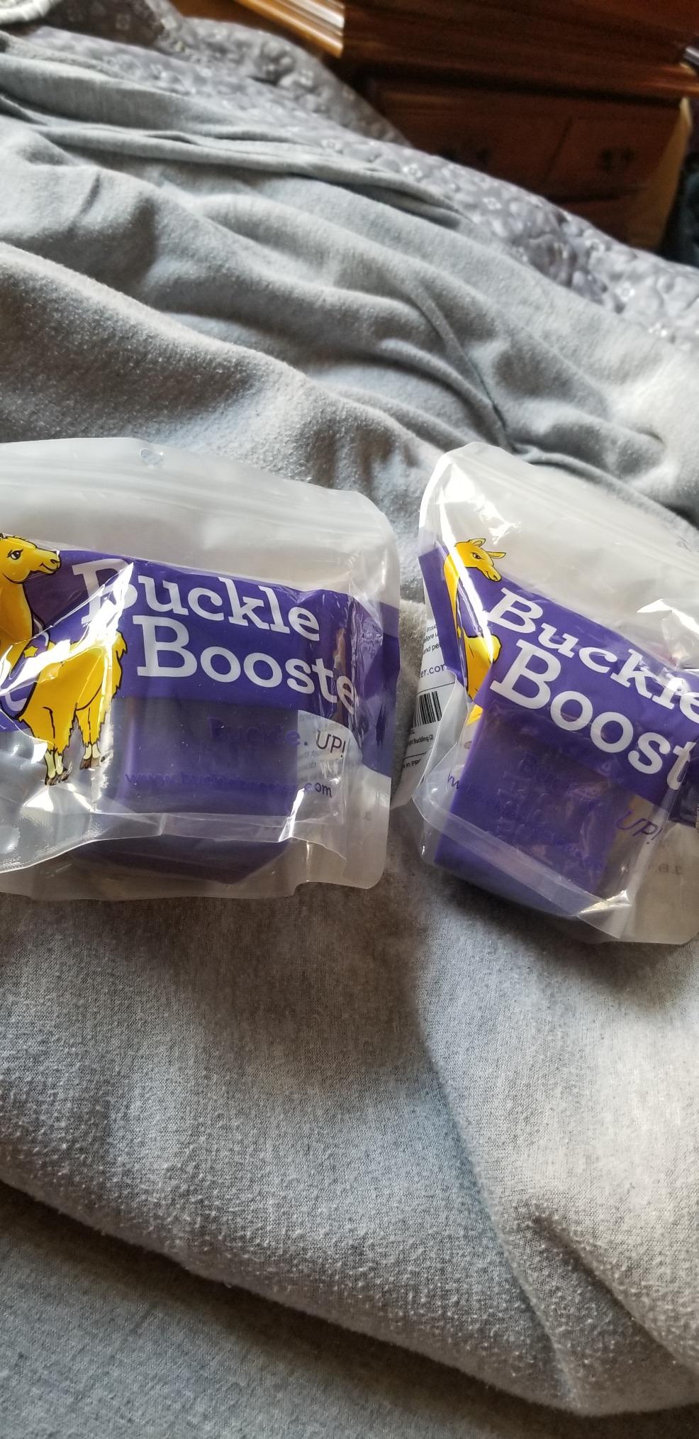 BPA-Free Buckle Booster for Car Seat Belt - Raises Your Receptacle for Easy Reach - Stop Fishing for Floppy Second Row Buckles - Includes Kids' Sticker (2-Pack) customer photo 1