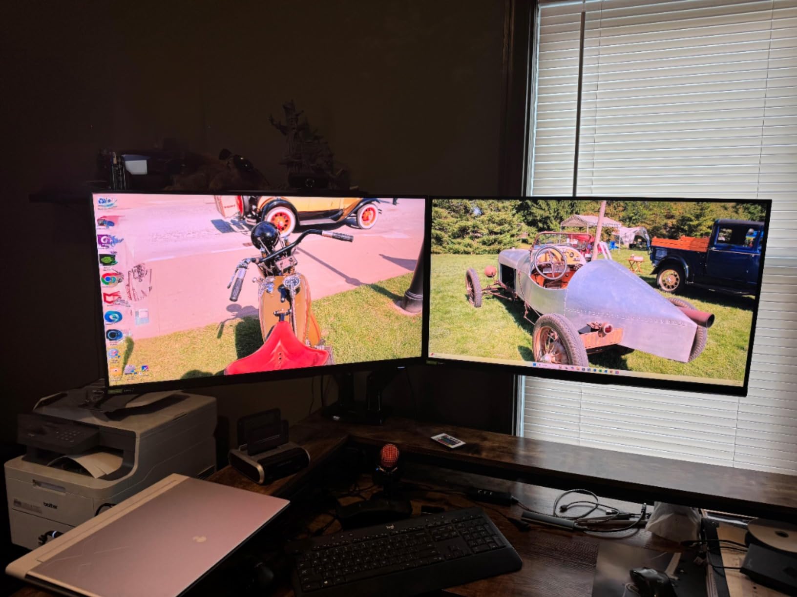 HUANUO Dual Monitor Stand for 13-40 inch, Premium Dual Monitor Mount with USB, Height Adjustable Monitor Stand for 2 Monitors, VESA Mount with Clamp/Grommet Base, Holds 26.4lbs per Arm, HNDS7 customer photo 2
