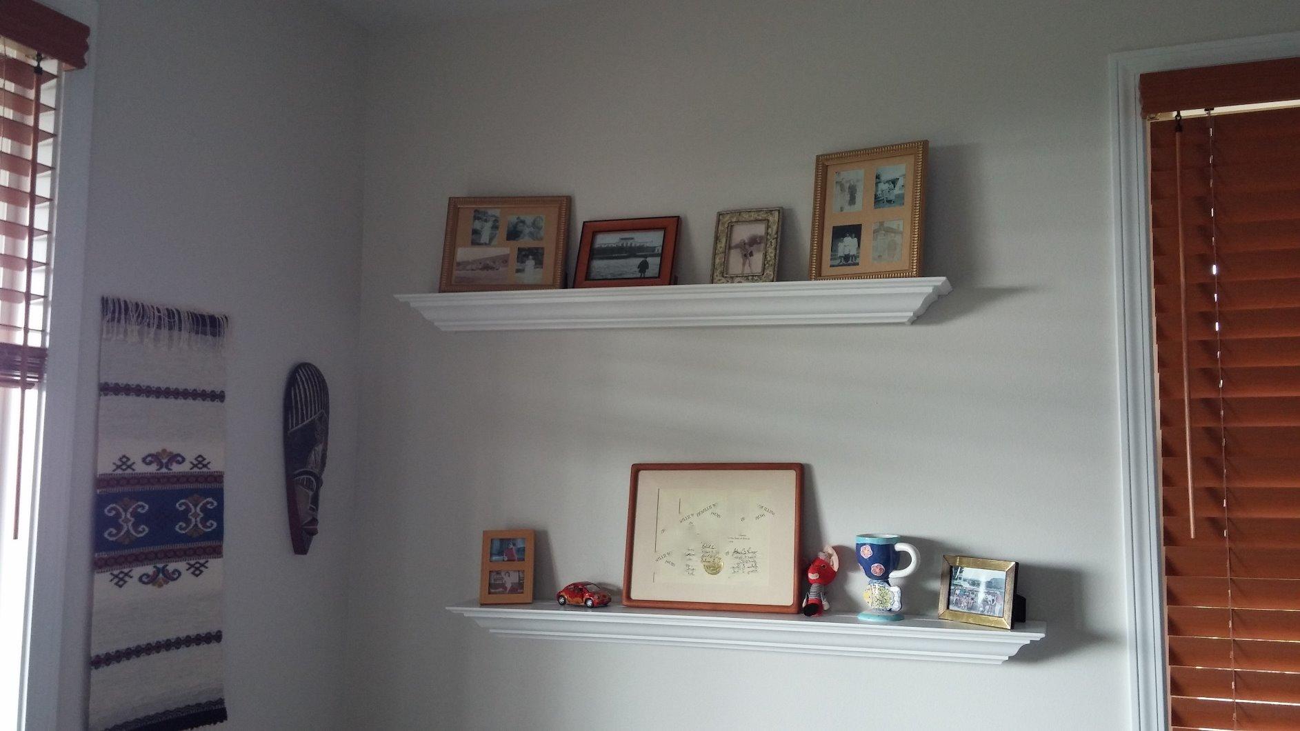 WELLAND 72-Inch Fireplace Mantel Shelf Wall Mounted, White Corona Crown Molding Ledge Floating Shelf, Pinewood customer photo 2