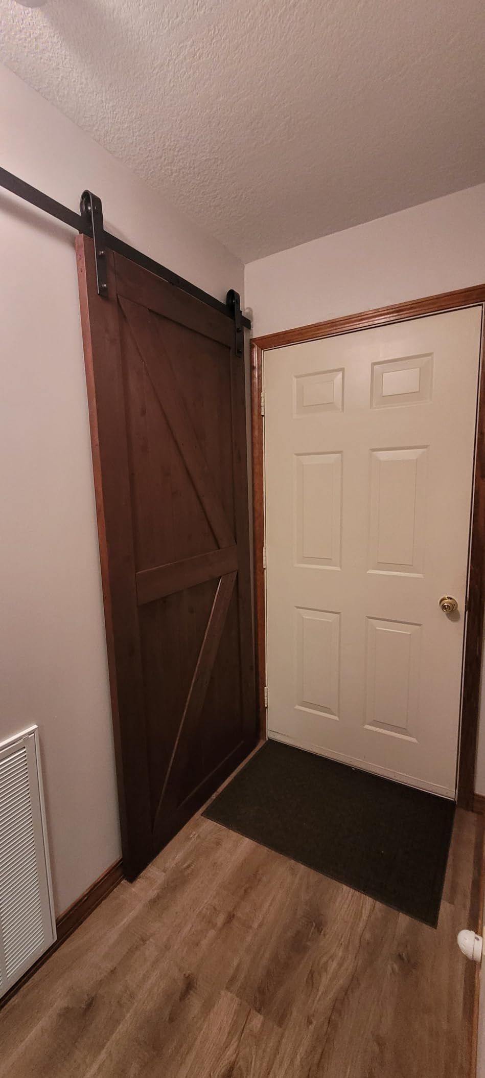 S&Z TOPHAND 36in x 84in Unfinished British Brace Knotty Barn Door with Sliding Hardware Kit, Solid Wood, Double Surfaces, Simple DIY Assembly customer photo 1