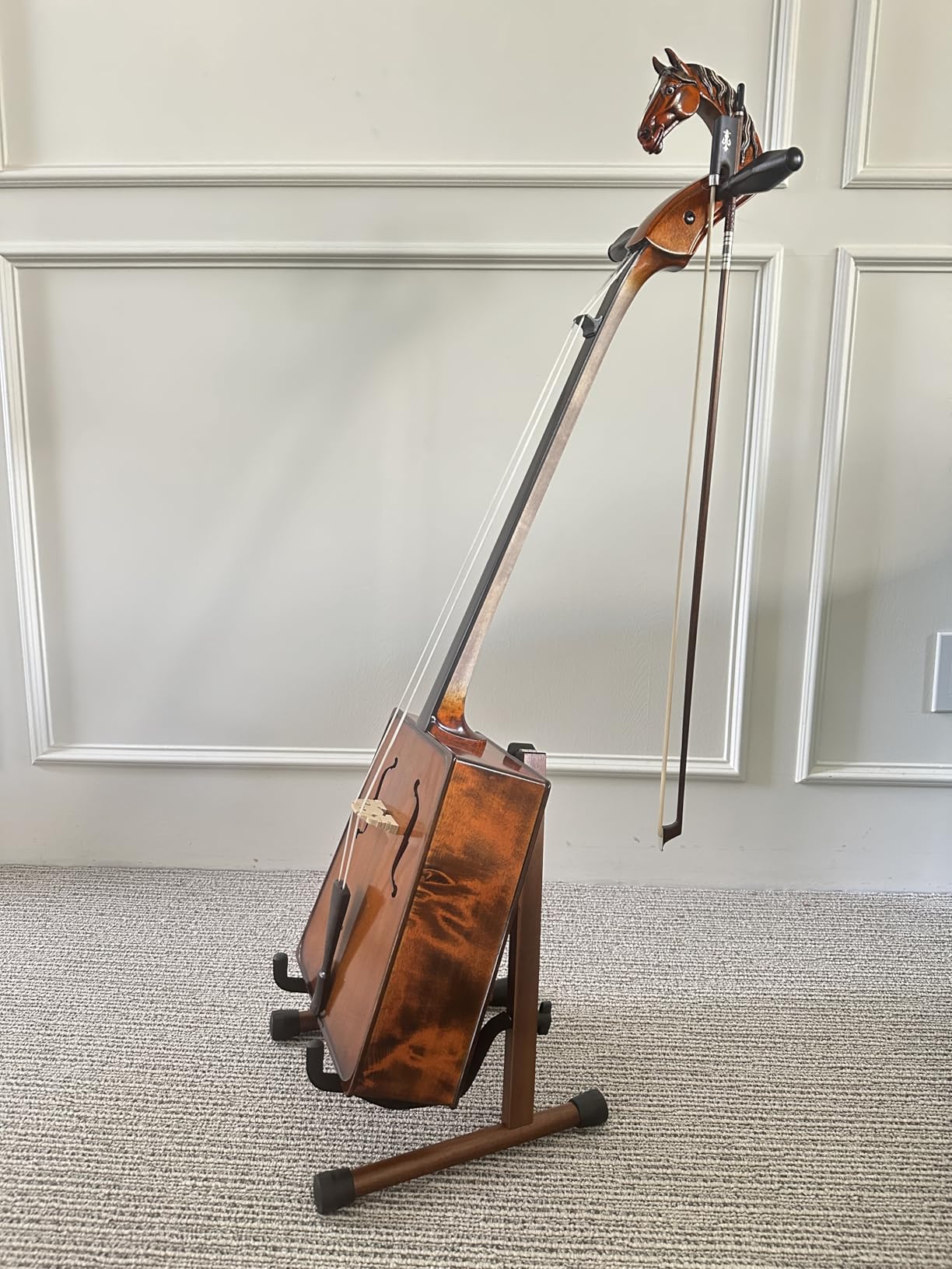 Donner Wood Guitar Stand, Acoustic Electric Wooden Guitar Floor Stand, A Frame Folding Guitar Holder Adjustable for Bass, Cello, Mandolin, Banjo, Ukulele customer photo 2
