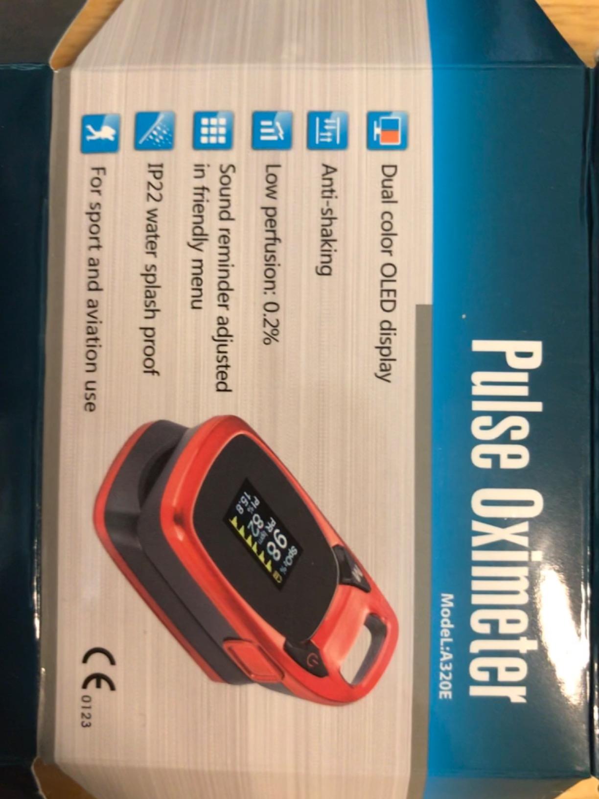 Fingertip Pulse Oximeter with Plethysmograph and Perfusion Index, include carrying case, Large OLED Digital Display Blood Oxygen Saturation Monitor Heart Rate Monitor (Color: Red-Orange) customer photo 2