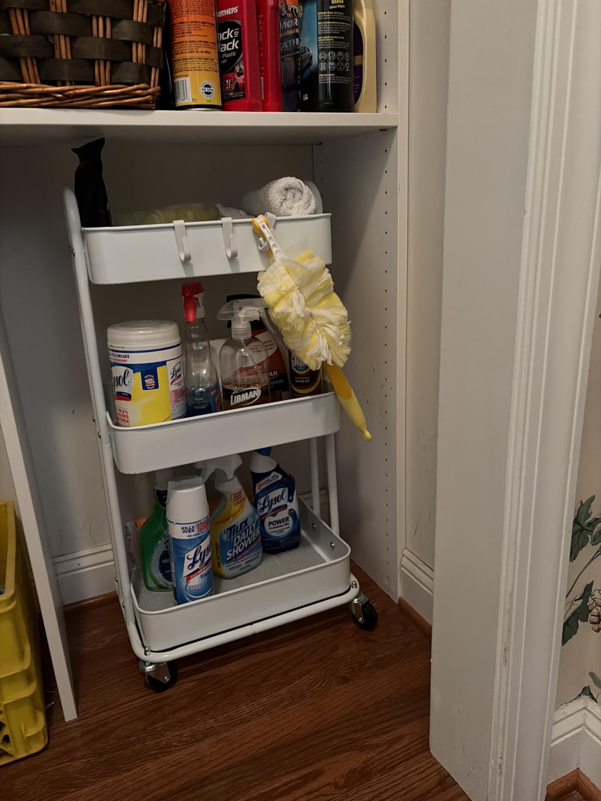 Simple Houseware 3-Tier Heavy Duty Metal Utility Rolling Cart, White customer photo 2