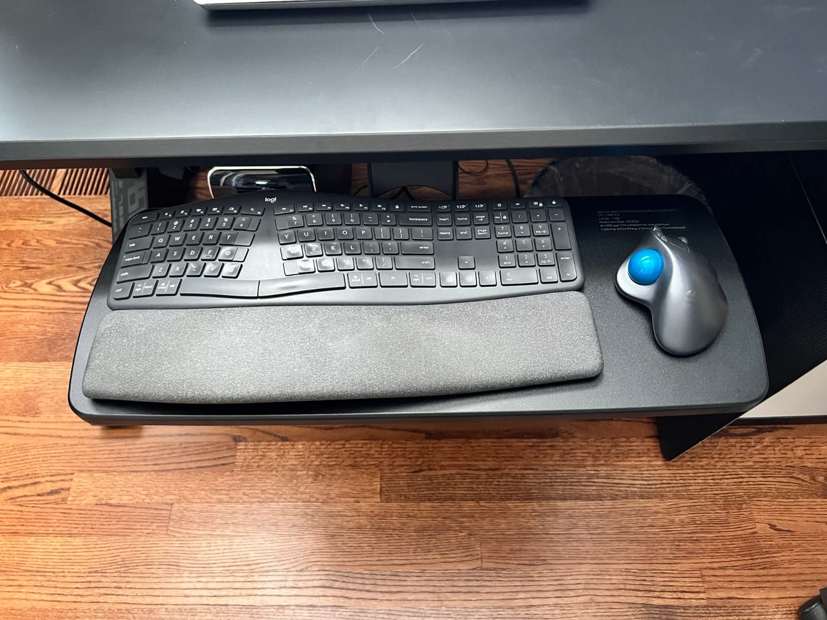HUANUO Under Desk Keyboard Tray, 360 Degree Adjustable Mouse Platform | 25 x 9.84 inch tray, wrist rest, 6.3 inch height adjustment, slide-out design, tilt and swivel for typing comfort customer photo 1