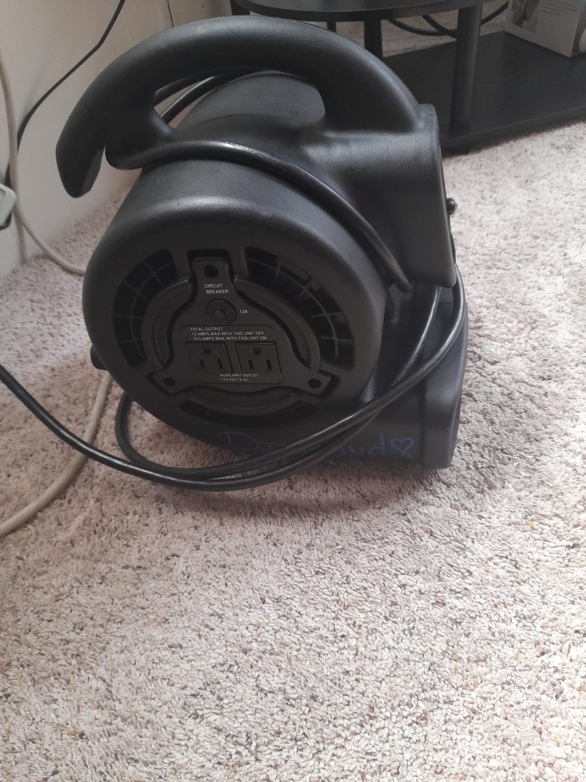 XPOWER P-80A Mini Mighty 138 W 600 CFM Centrifugal Air Mover, Carpet Dryer, Floor Fan, Blower, Stackable, Daisy Chain customer photo 2