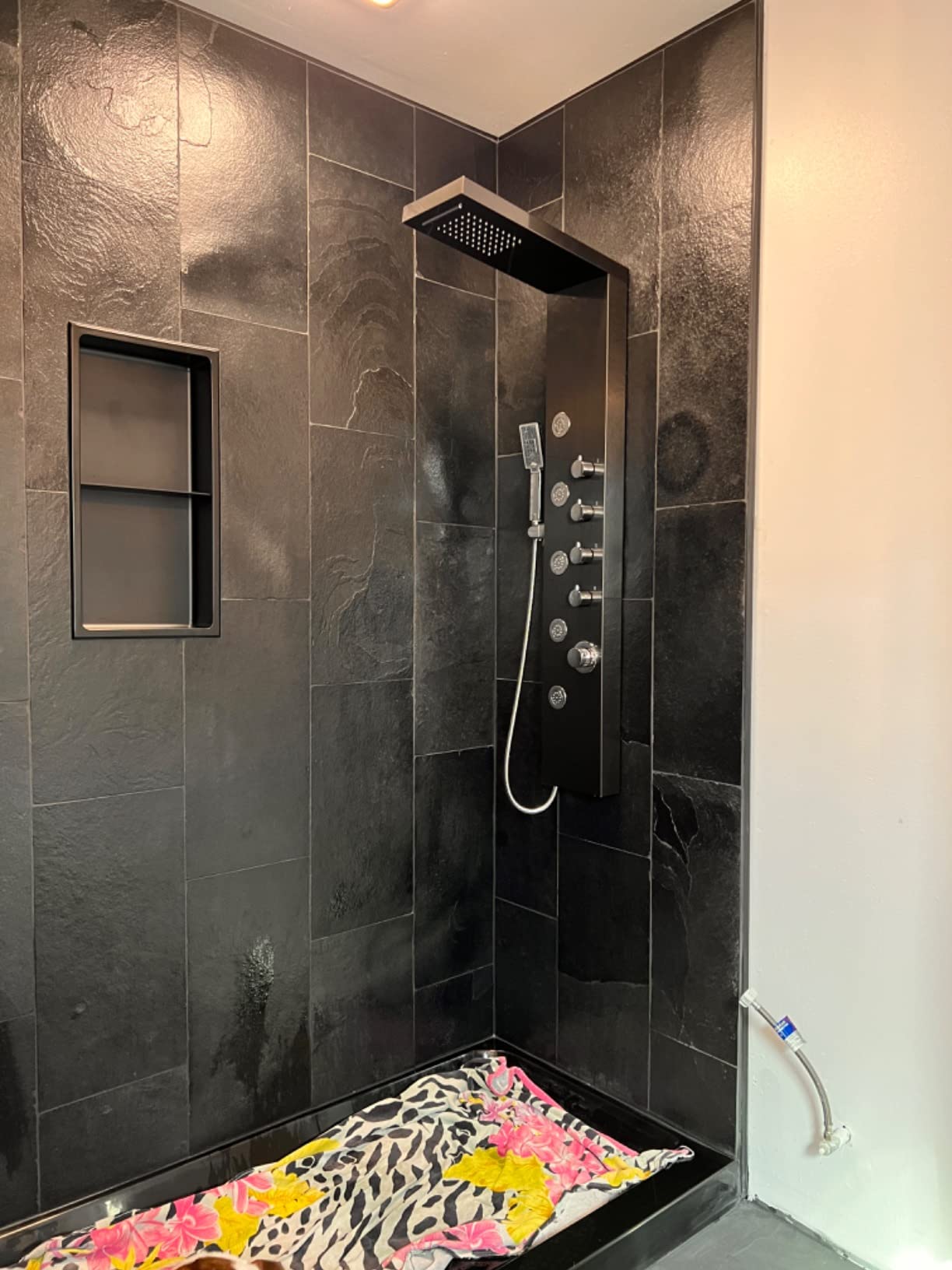 ROVATE 4-in-1 Rainfall Waterfall Shower Panel Tower System, Brushed Finish | Shower Column with Body Massage Jets and Handheld, Stainless Steel High Pressure, Use Multiple Functions Simultaneously customer photo 1