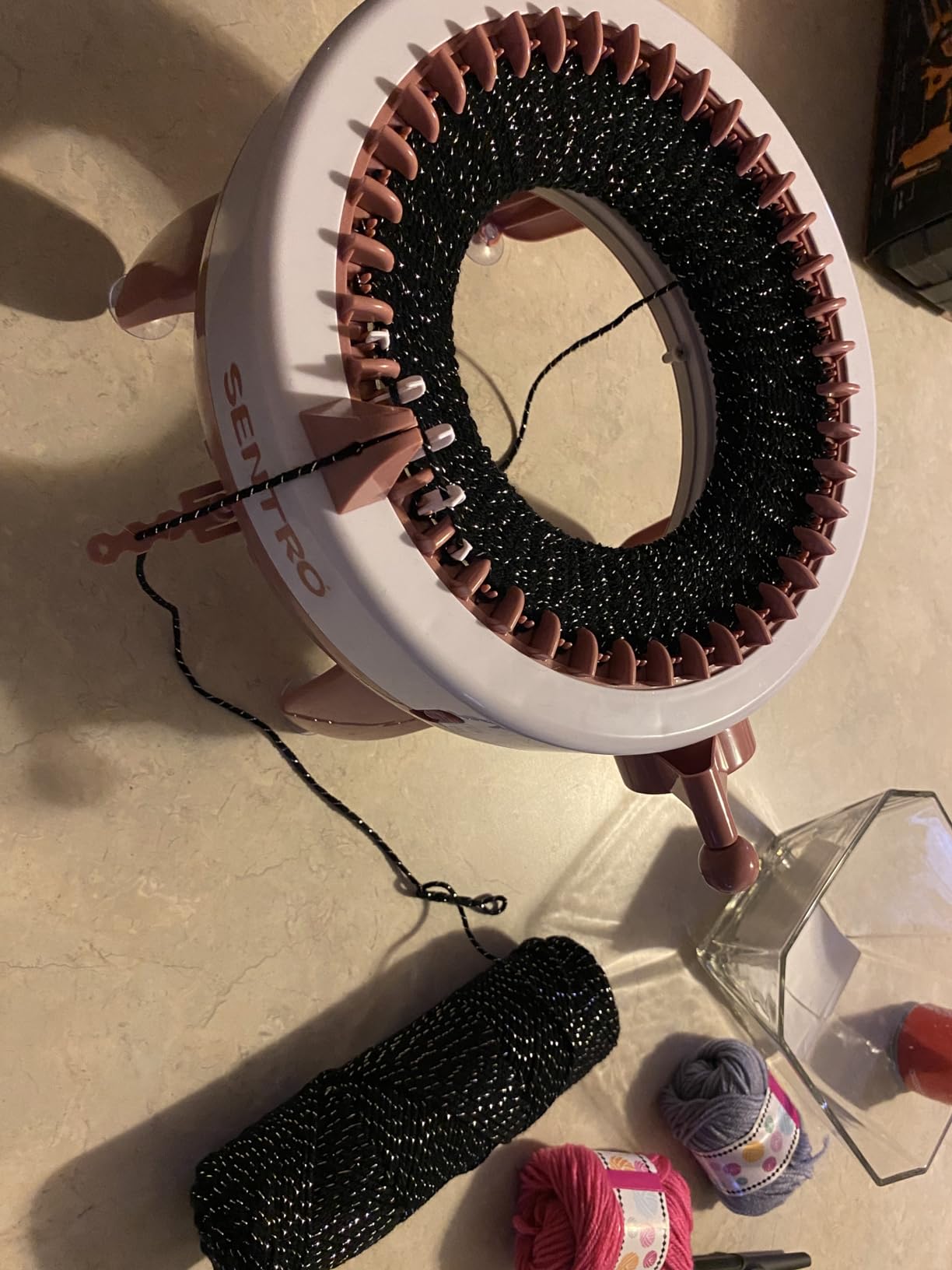 MIAOKE 40 Needles Knitting Machine, Smart Weaving Loom Knitting Round Loom, King Size Smart Knitting Board Rotating Double Knit Loom Machine customer photo 1
