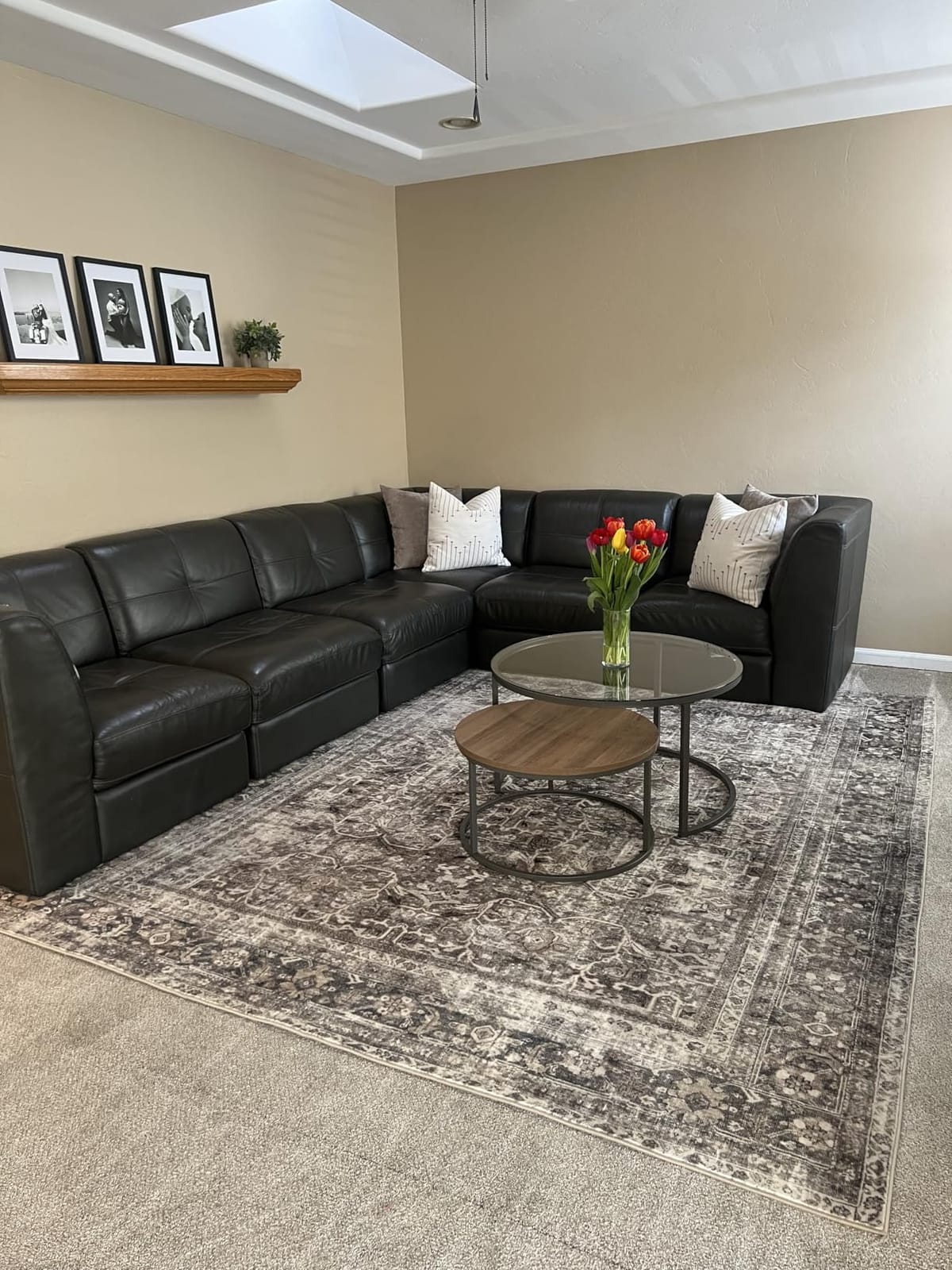 Nathan James Stella Round Modern Nesting Coffee Set of 2, Stacking Living Room Accent Tables with an Industrial Wood Finish and Powder Coated Metal Frame, Warm Nutmeg/Matte Black customer photo 2