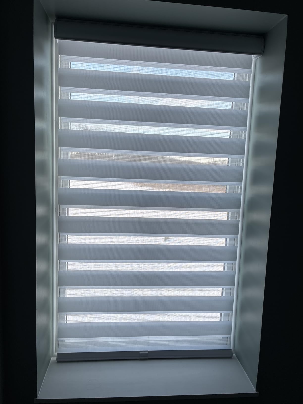 CHICOLOGY Zebra Blinds Cordless, Light Filtering, White Shade, 34W x 72H | Dual Layer Zebra Shade, Light Filtering for Windows, Cordless Child Safe, Inside Outside Mount, Bedroom Living Room customer photo 1