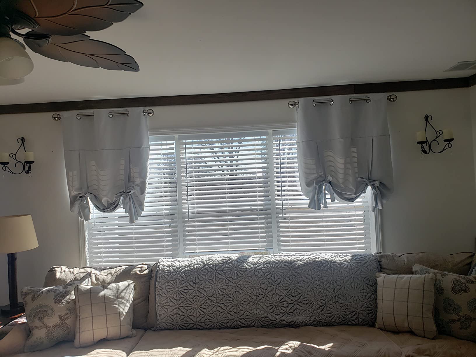 Pony Dance Blackout Roman Shades Curtains - Bathroom Window Treatments Tie Up Curtain Valance for Small Window, 1 Piece, W 46 x L 63 in, Mocha customer photo 2