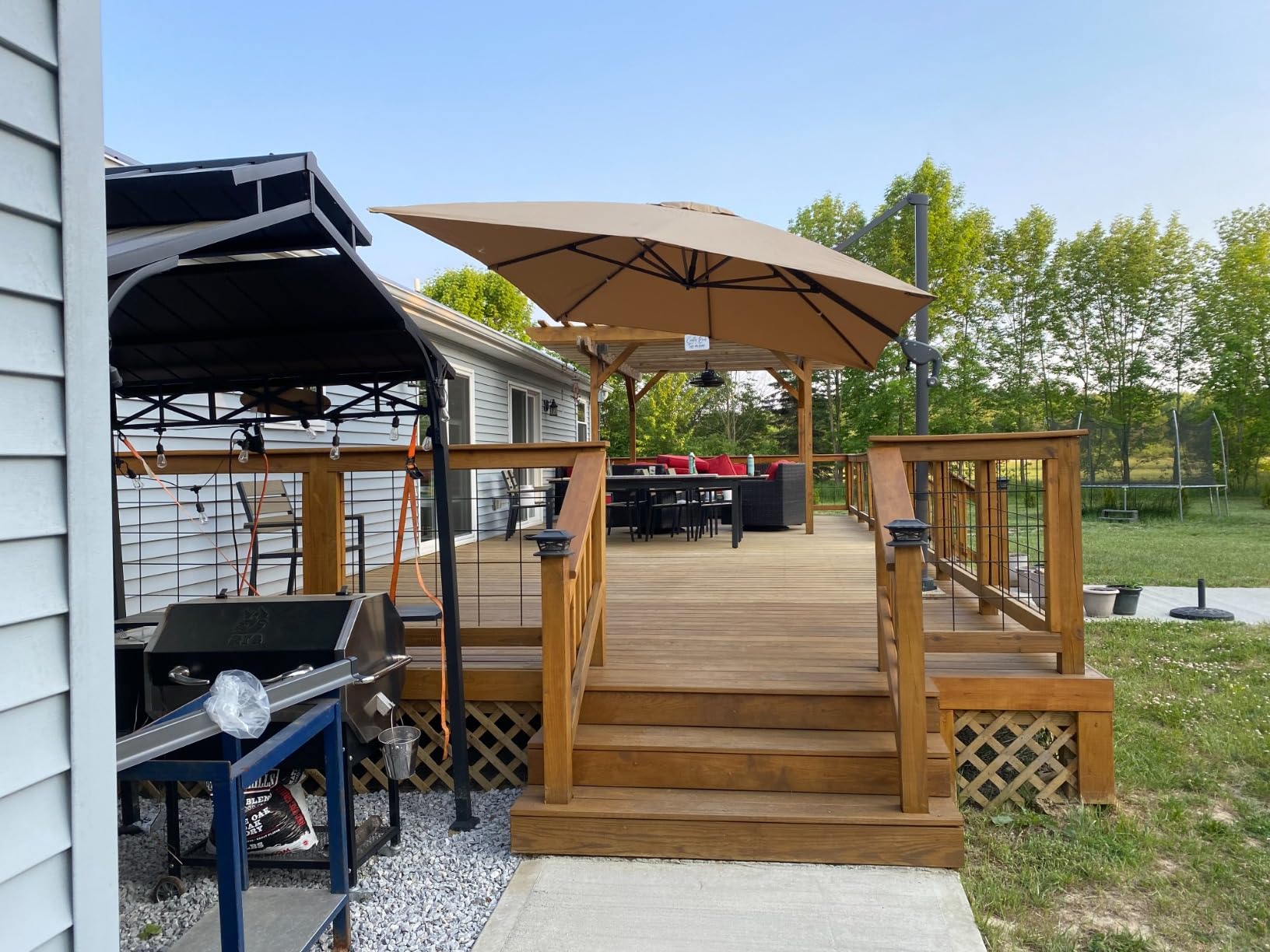 Sunnyglade 10x13Ft Cantilever Patio Umbrella Rectangular Deluxe Offset Tan | 360°Rotation Offset Patio Umbrella UV-Resistant Waterproof 4-Level Tilt & Sturdy Aluminum Frame for Garden Deck Pool Yard customer photo 1