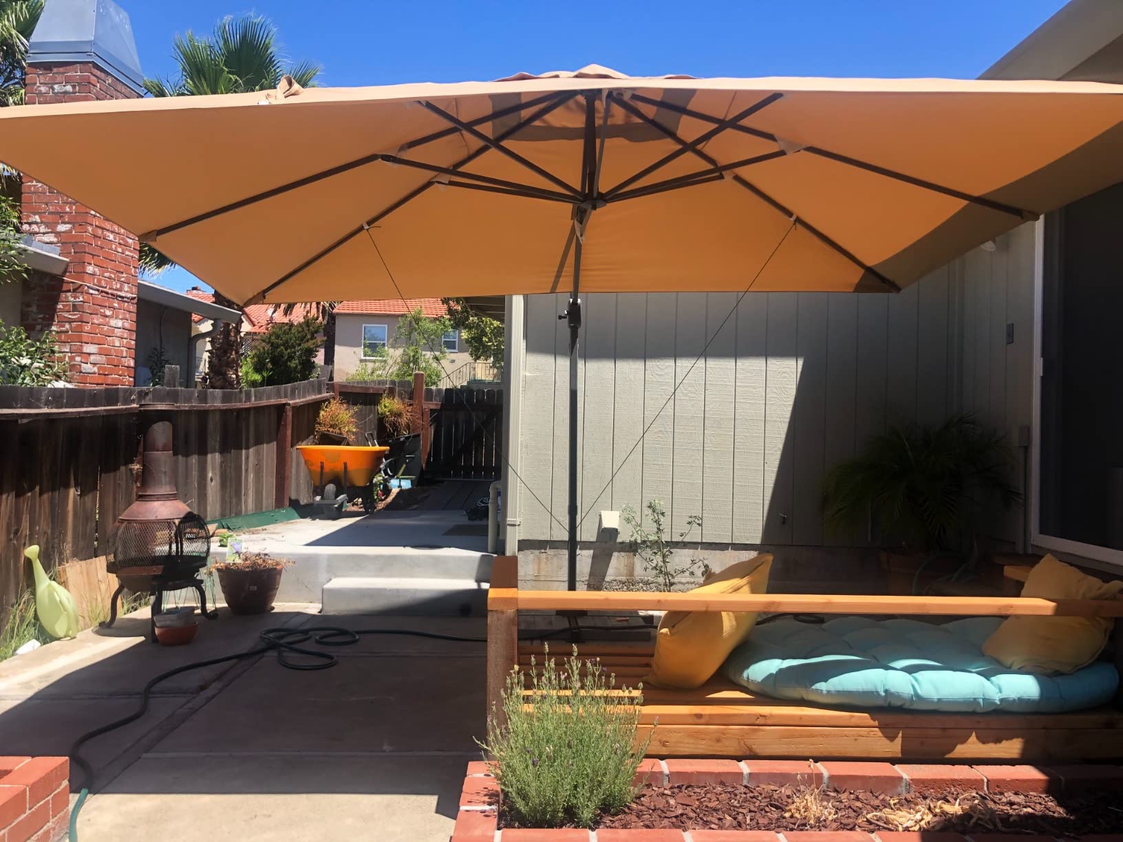 Sunnyglade 10x13Ft Cantilever Patio Umbrella Rectangular Deluxe Offset Tan | 360°Rotation Offset Patio Umbrella UV-Resistant Waterproof 4-Level Tilt & Sturdy Aluminum Frame for Garden Deck Pool Yard customer photo 2