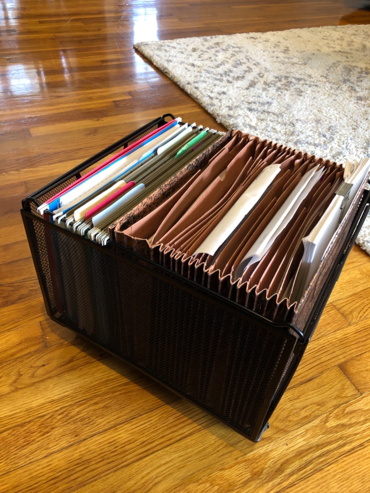 Simple Houseware Stackable Mesh Hanging Rolling File Cart, Black | File Folder Organizer with Lockable Wheels customer photo 1