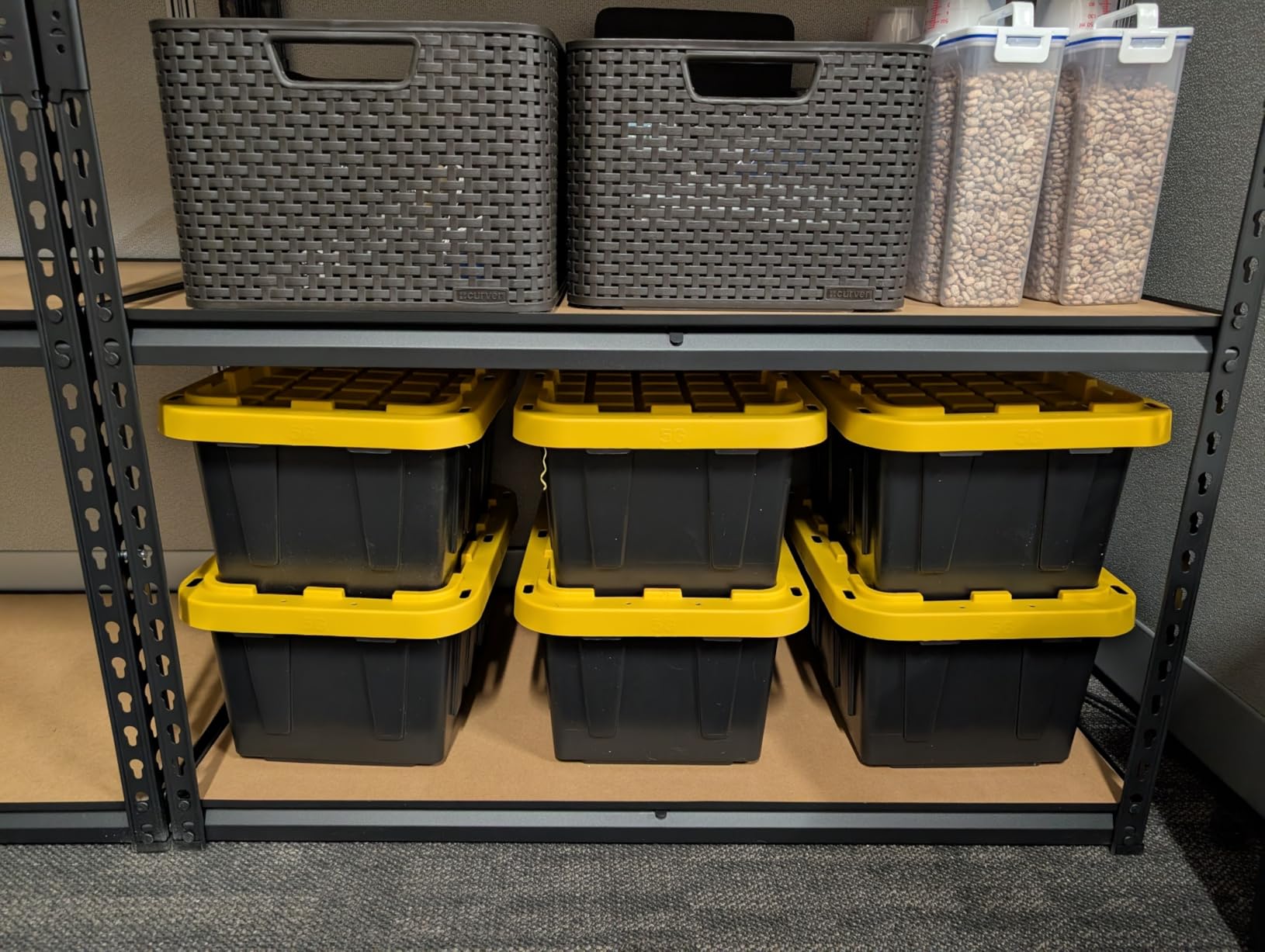 BLACK & YELLOW 5-Gallon Stackable Plastic Storage Bins with Lids, 6 Pack customer photo 1