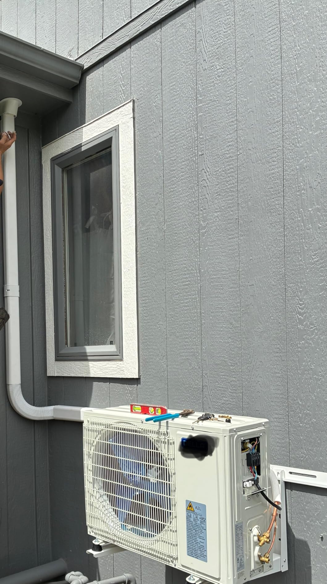 3'' 17 Ft Mini-Split Line Set Cover, AC Pipe Cover Ductless Line Hide Kit, Waterproof PVC, White customer photo 1
