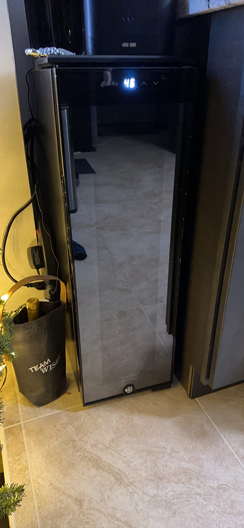 Ivation 12 Bottle Compressor Wine Cooler, Freestanding Fridge w/Lock, Black | Small, quiet wine refrigerator and cellar with a UV glass door, LED lighting, and 41-64F digital temperature control. customer photo 2