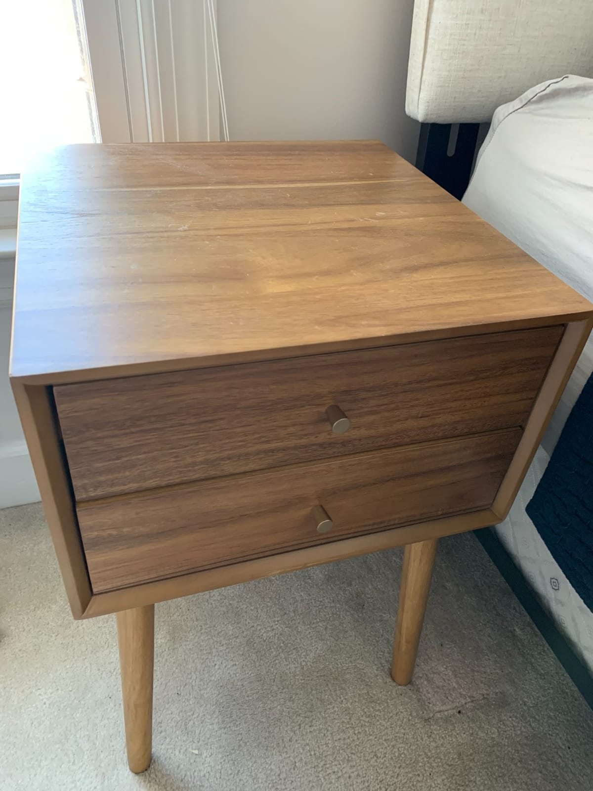 Nathan James 32704 Harper Mid-Century Oak Wood Nightstand with 2-Drawers, Small Side End Table with Storage, Brown customer photo 2