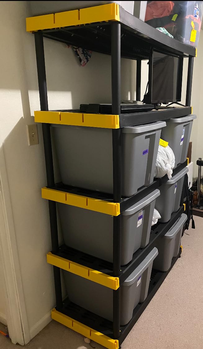 CX 4-Tier Heavy Duty Plastic Storage Shelves for Garage Organization | Freestanding garage utility rack with easy assembly, 4 shelves at 200lbs/Shelf, 55H x 48W x 20D, Black & Yellow, Made in USA customer photo 2