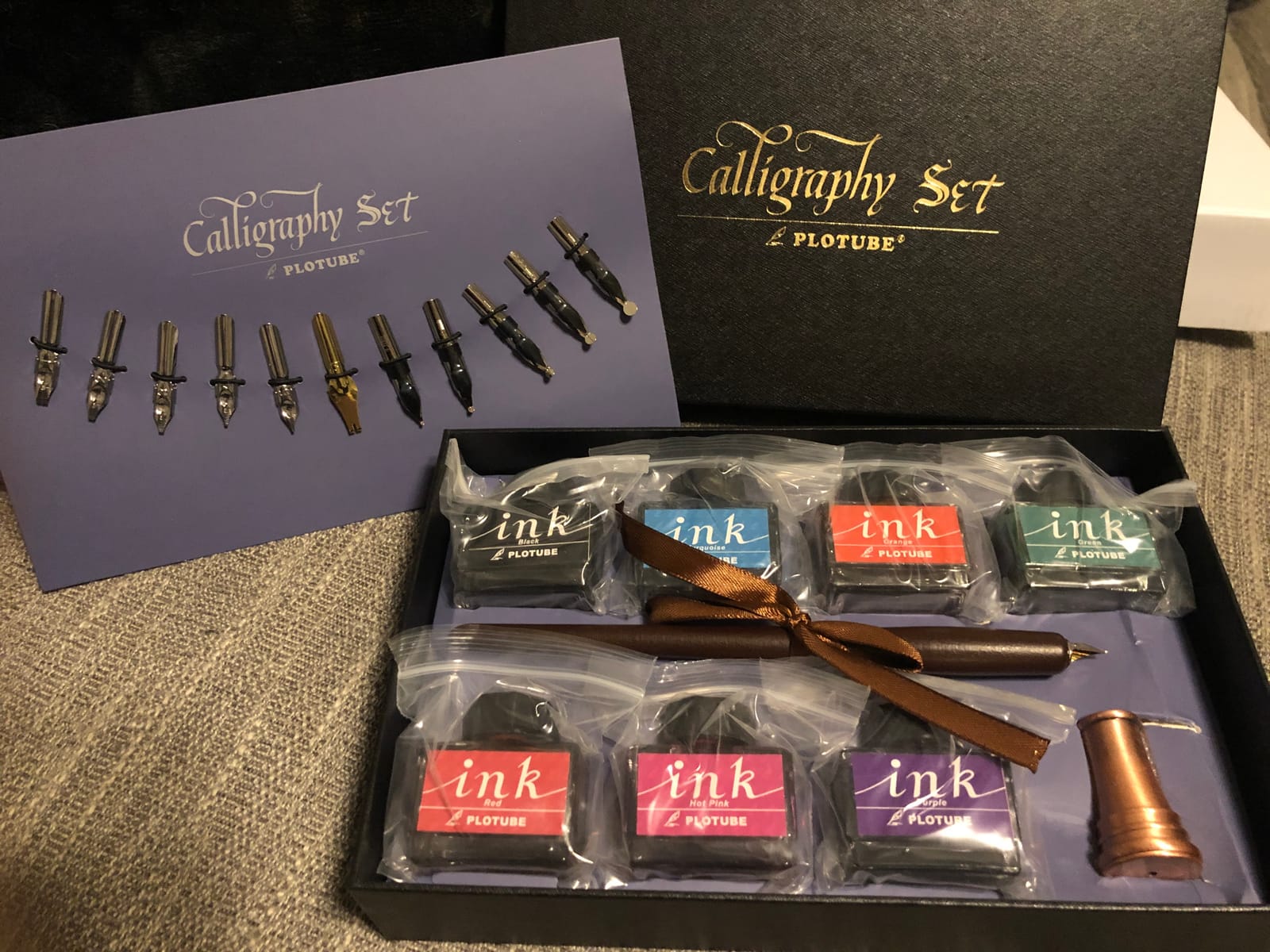 Calligraphy Pen Set - Includes Wooden Dip Pen, Antique Brass Holder, 11 Nibs, 7 Colors Ink Bottles and Beginner's Manual customer photo 2